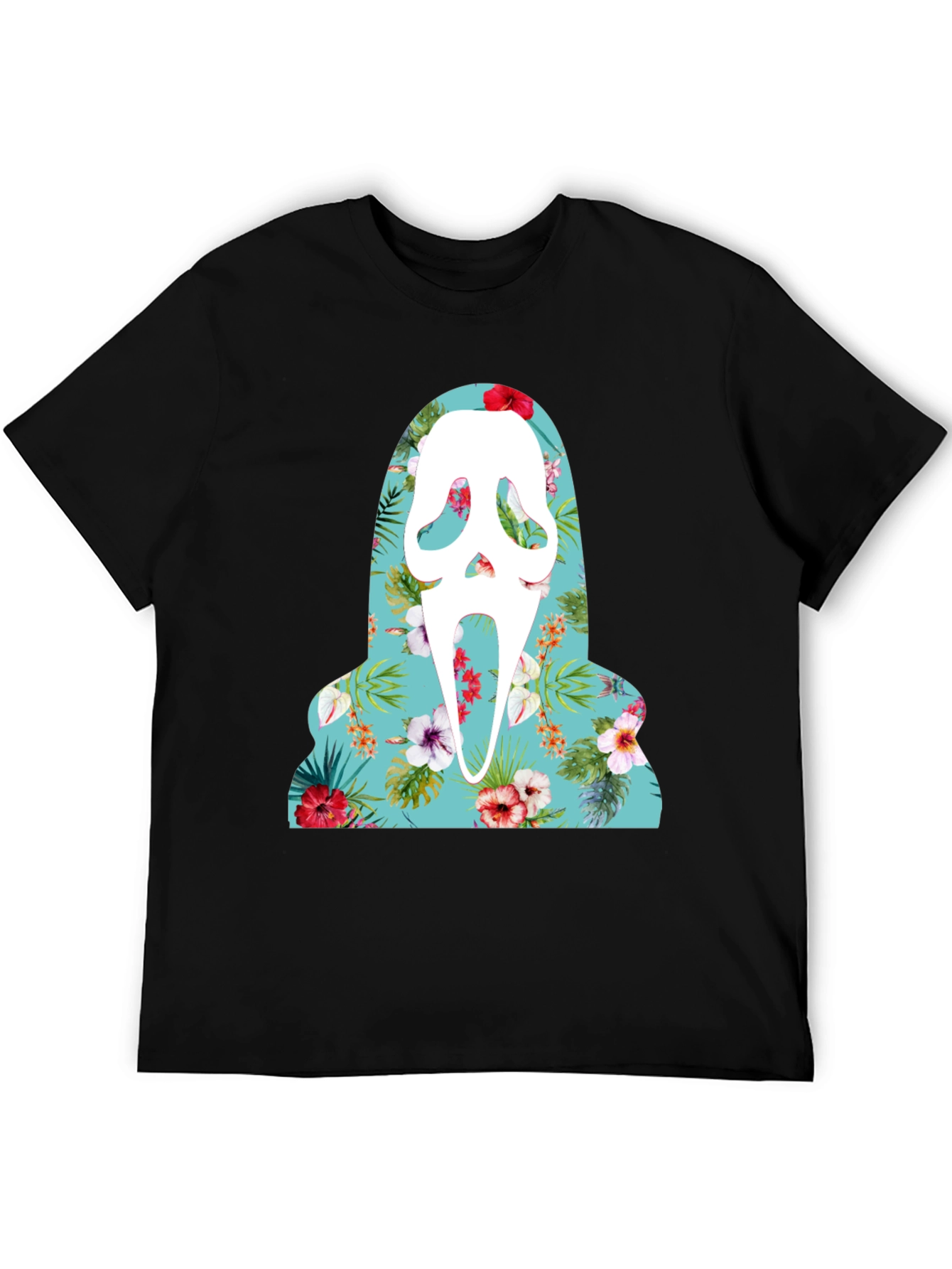 Black Floral Scream Ghost T-Shirt view 5