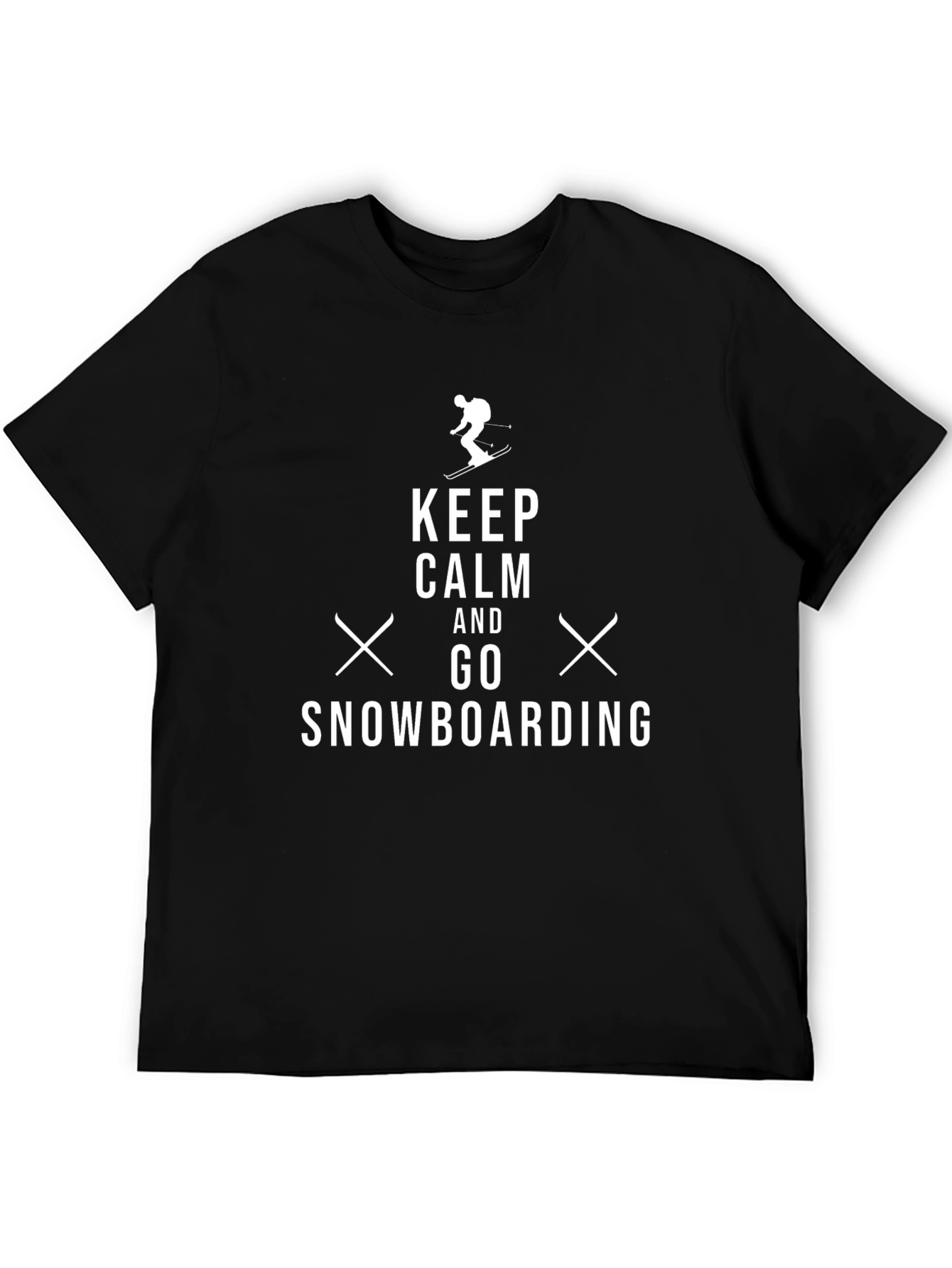 Black Keep Calm Snowboarding Black Graphic Tee view 5