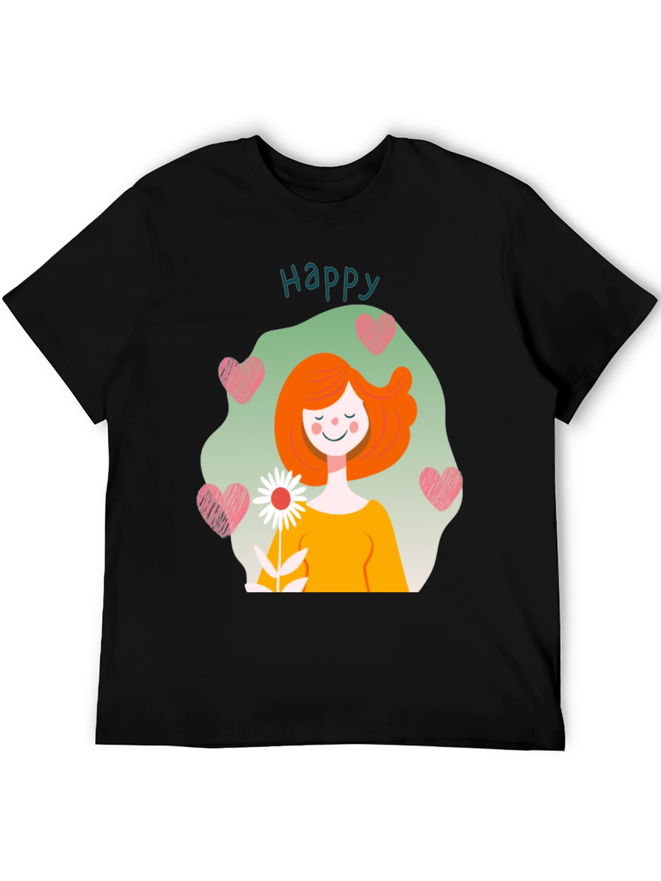 Black Happy Heart Graphic Tee - Men's Black T-Shirt view 5