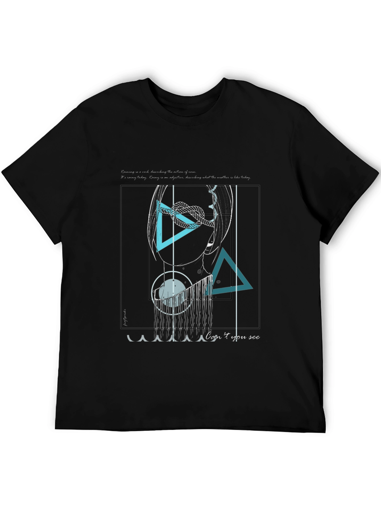 Black Abstract Geometric Graphic Black T-Shirt view 5