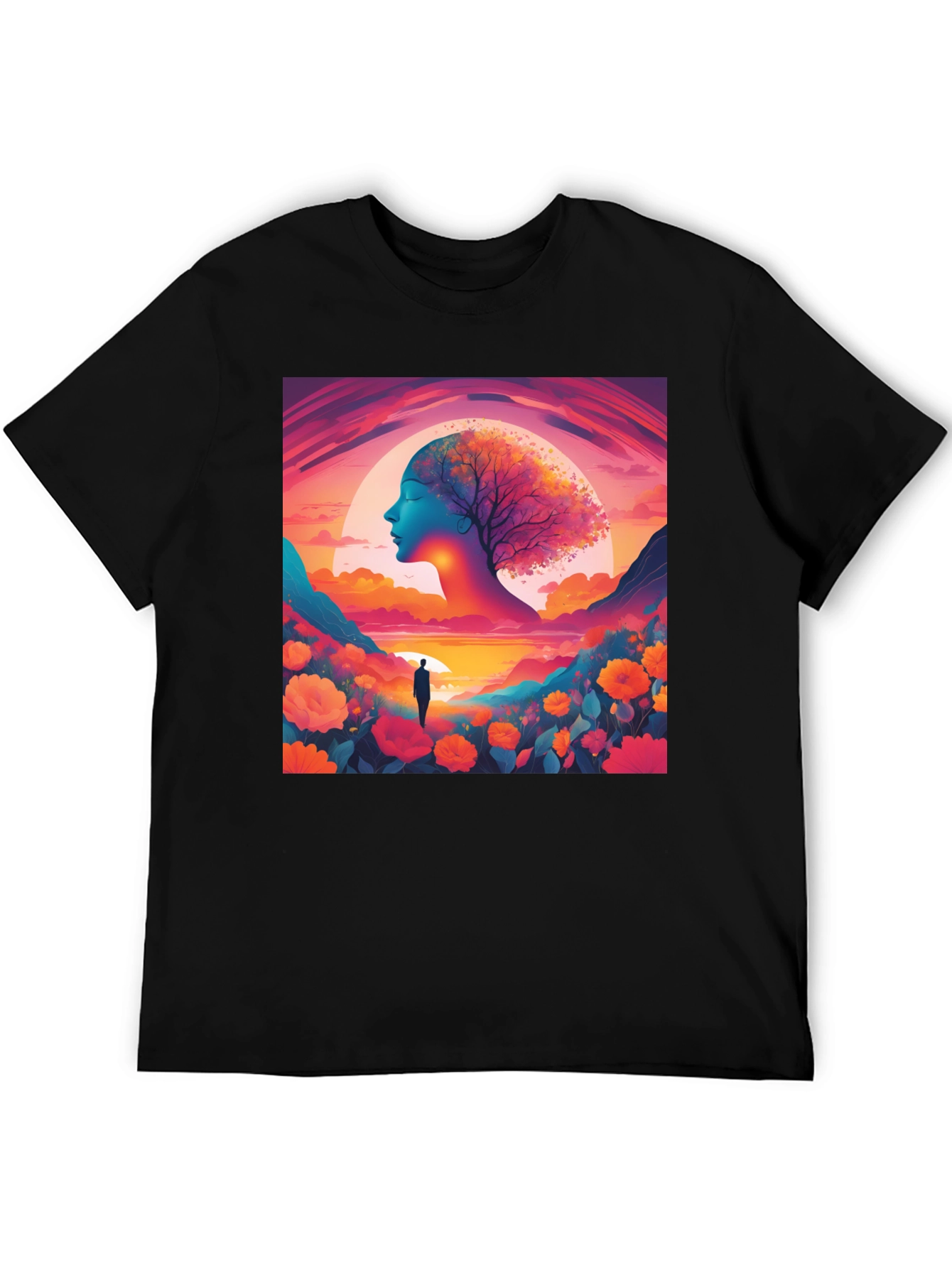 Black Nature's Dream T-Shirt - Artistic Graphic Tee view 5