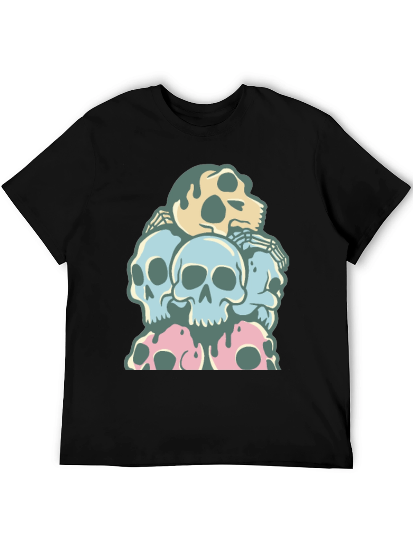 Black Skull Pile T-Shirt - Dark Humor Graphic Tee view 5