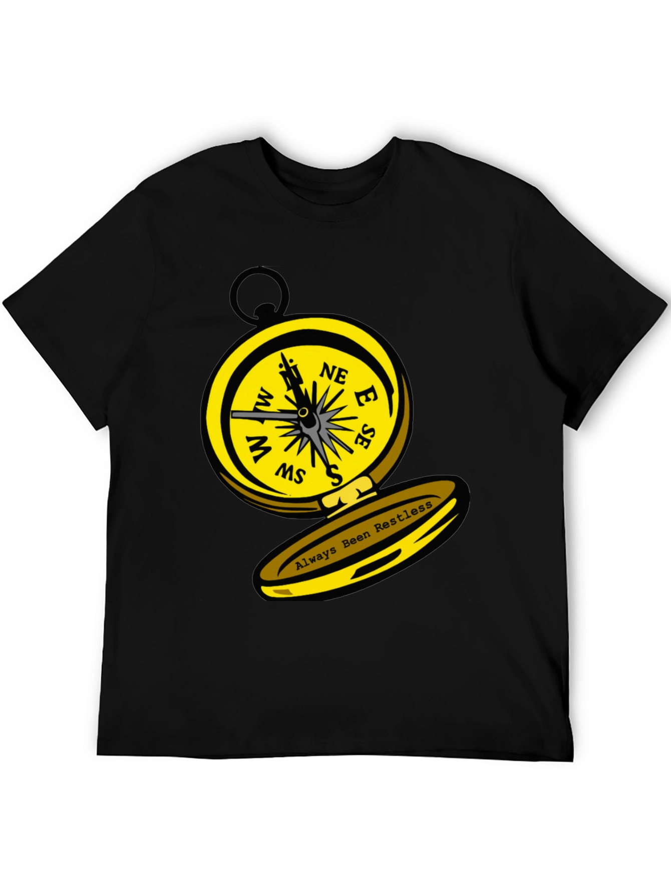 Black Always Been Restless Compass Graphic T-Shirt view 5