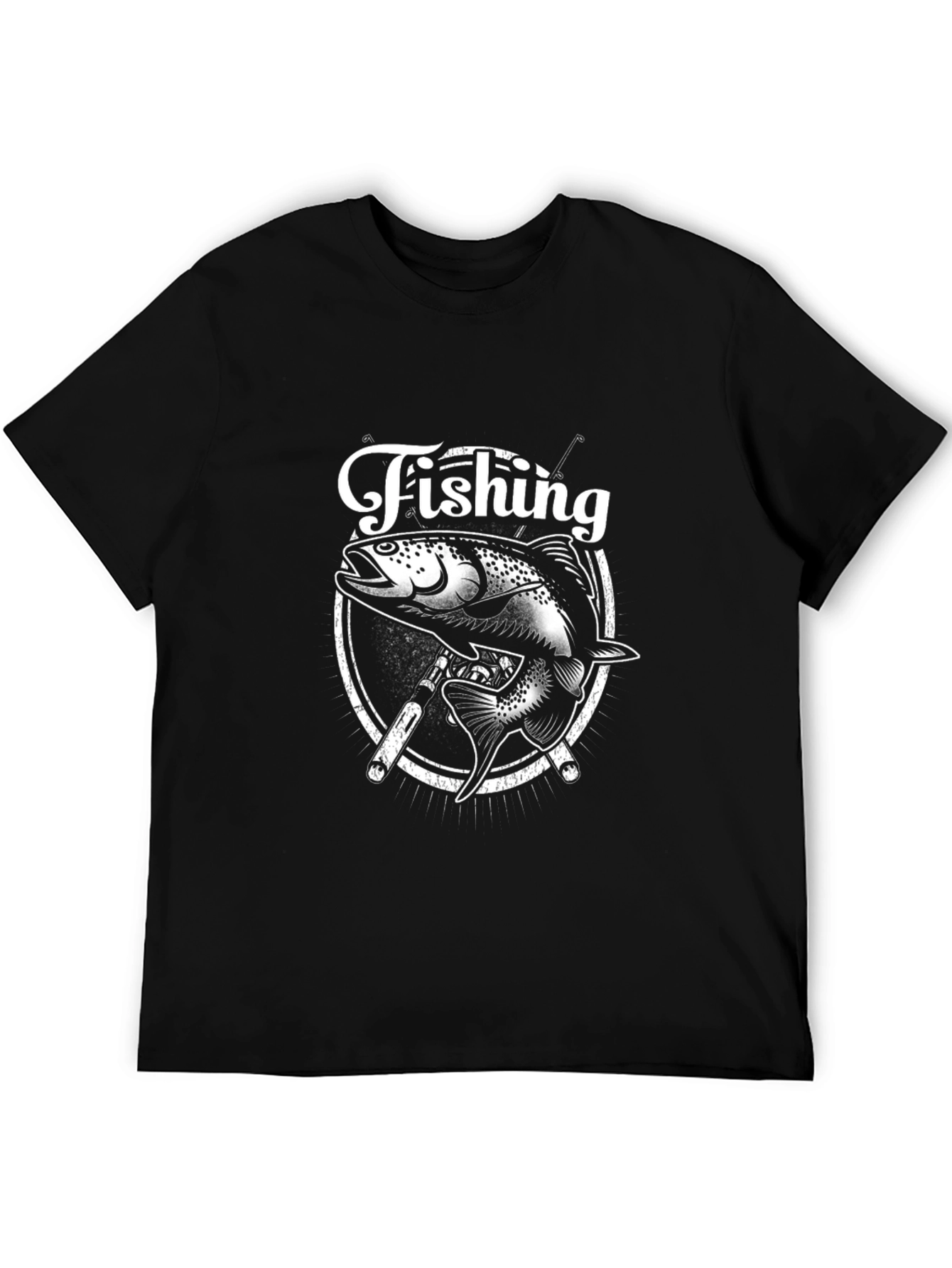 Black Fishing Graphic Tee - Bass Design, Black Cotton view 5