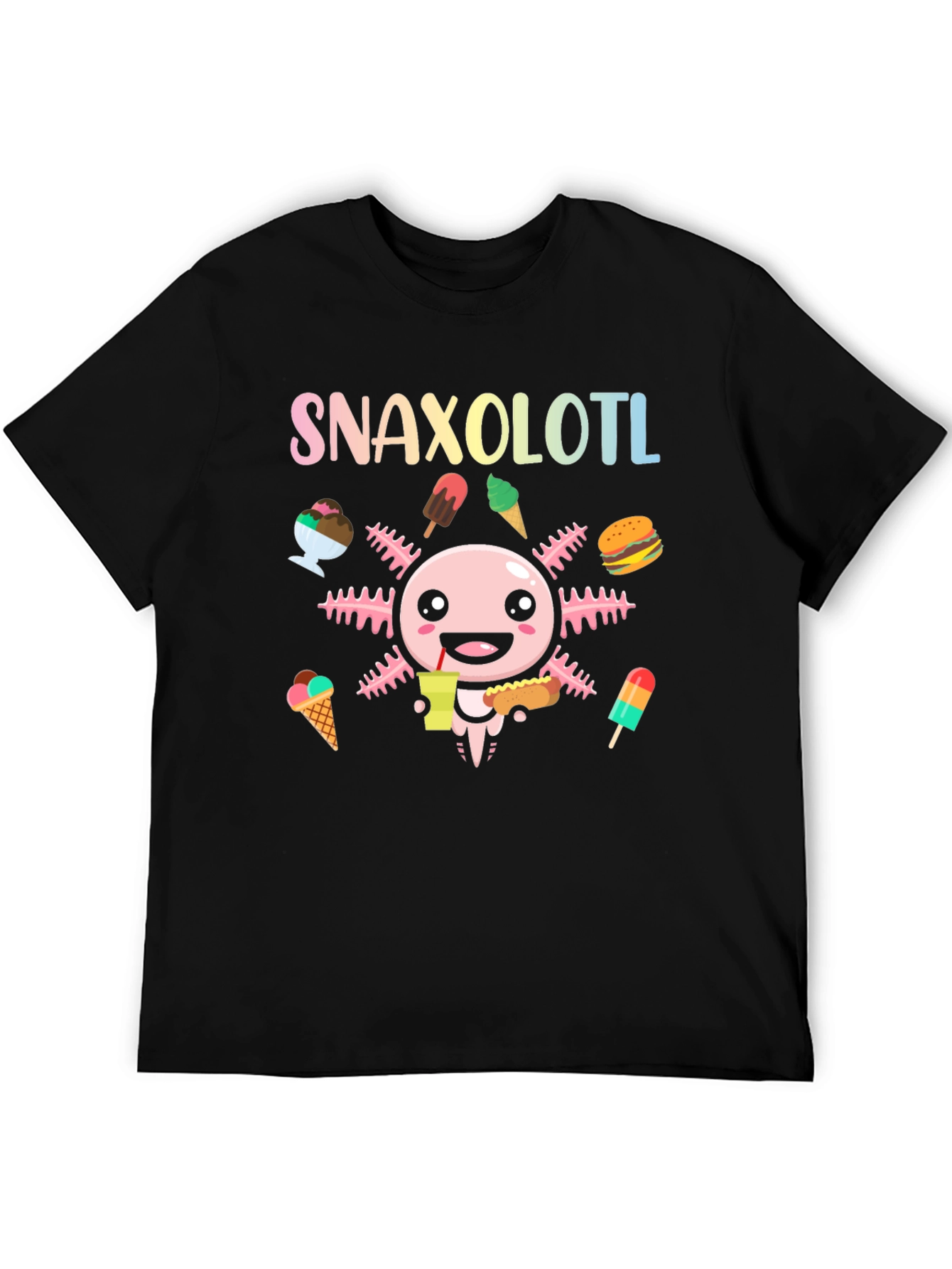Black Snaxolotl Axolotl Food Lover T-Shirt view 5