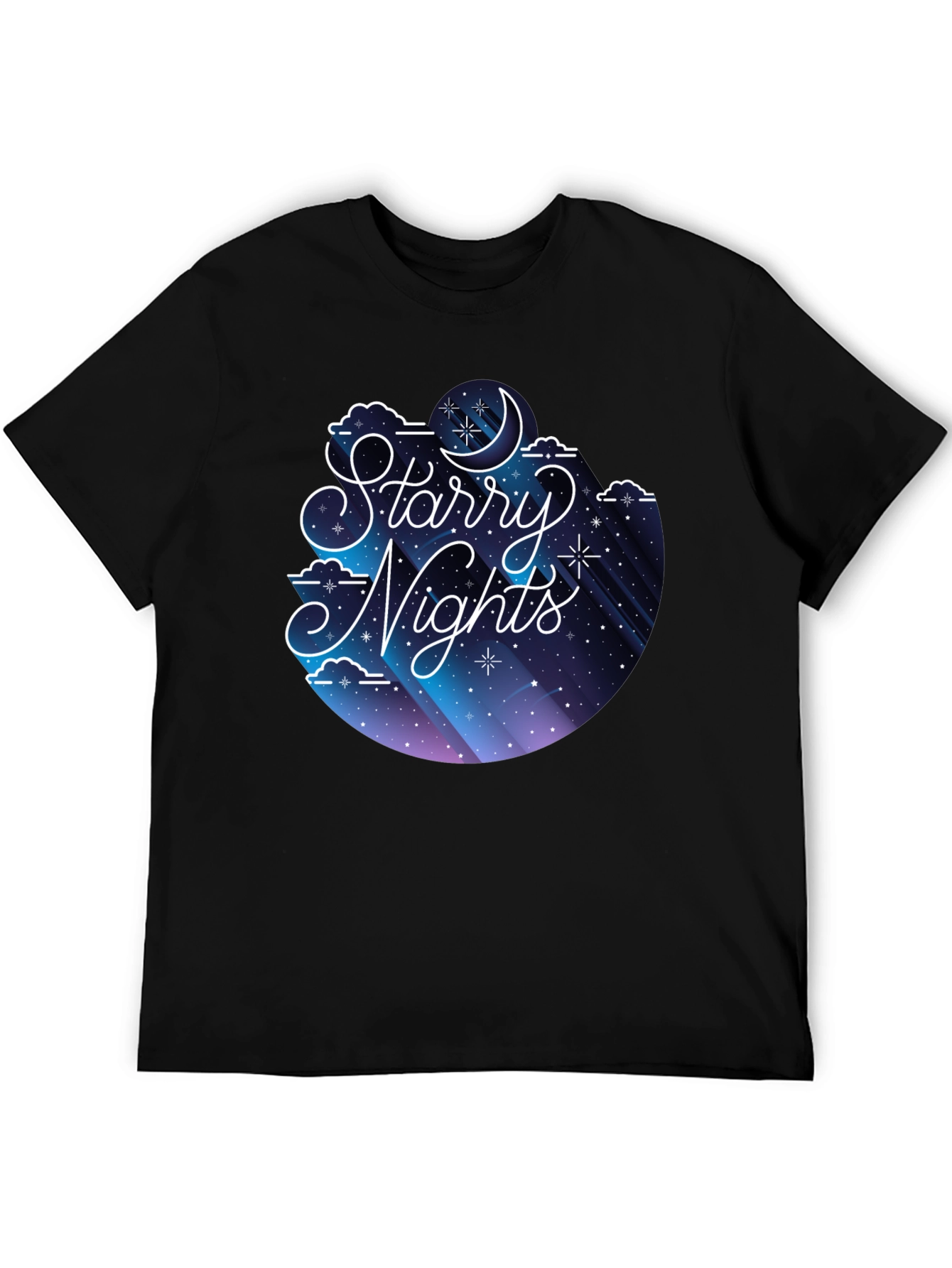 Black Starry Nights Graphic Tee - Soft Cotton Blend view 5