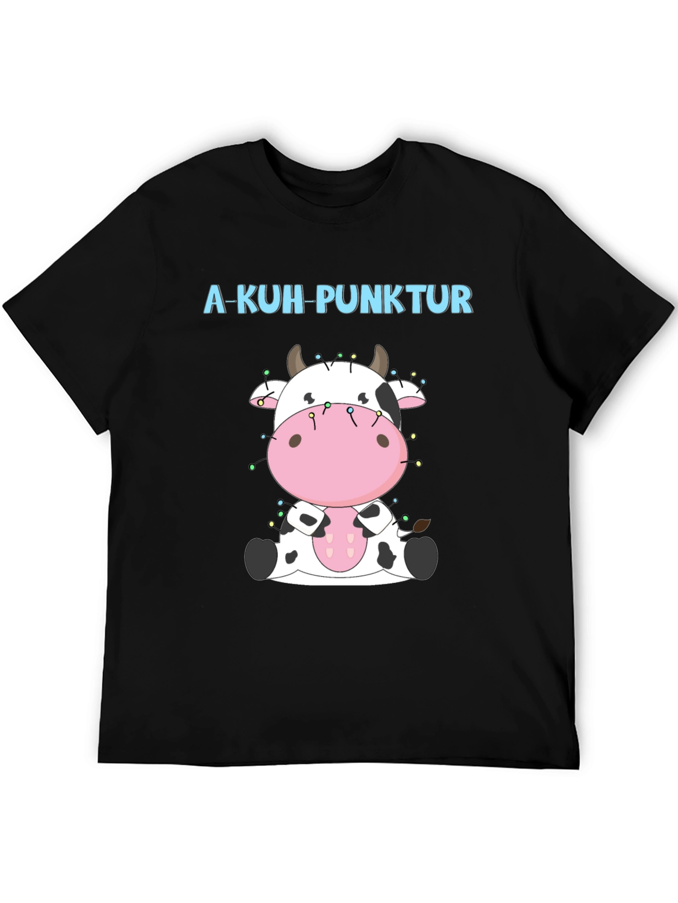 Black A-Kuh-Punktur Cow Christmas T-Shirt view 5