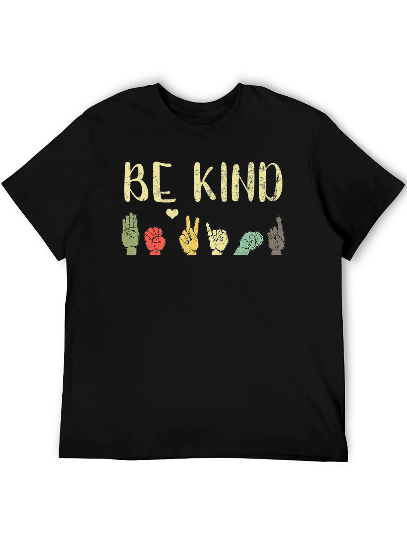Black Be Kind Sign Language T-Shirt - Comfort Fit view 5