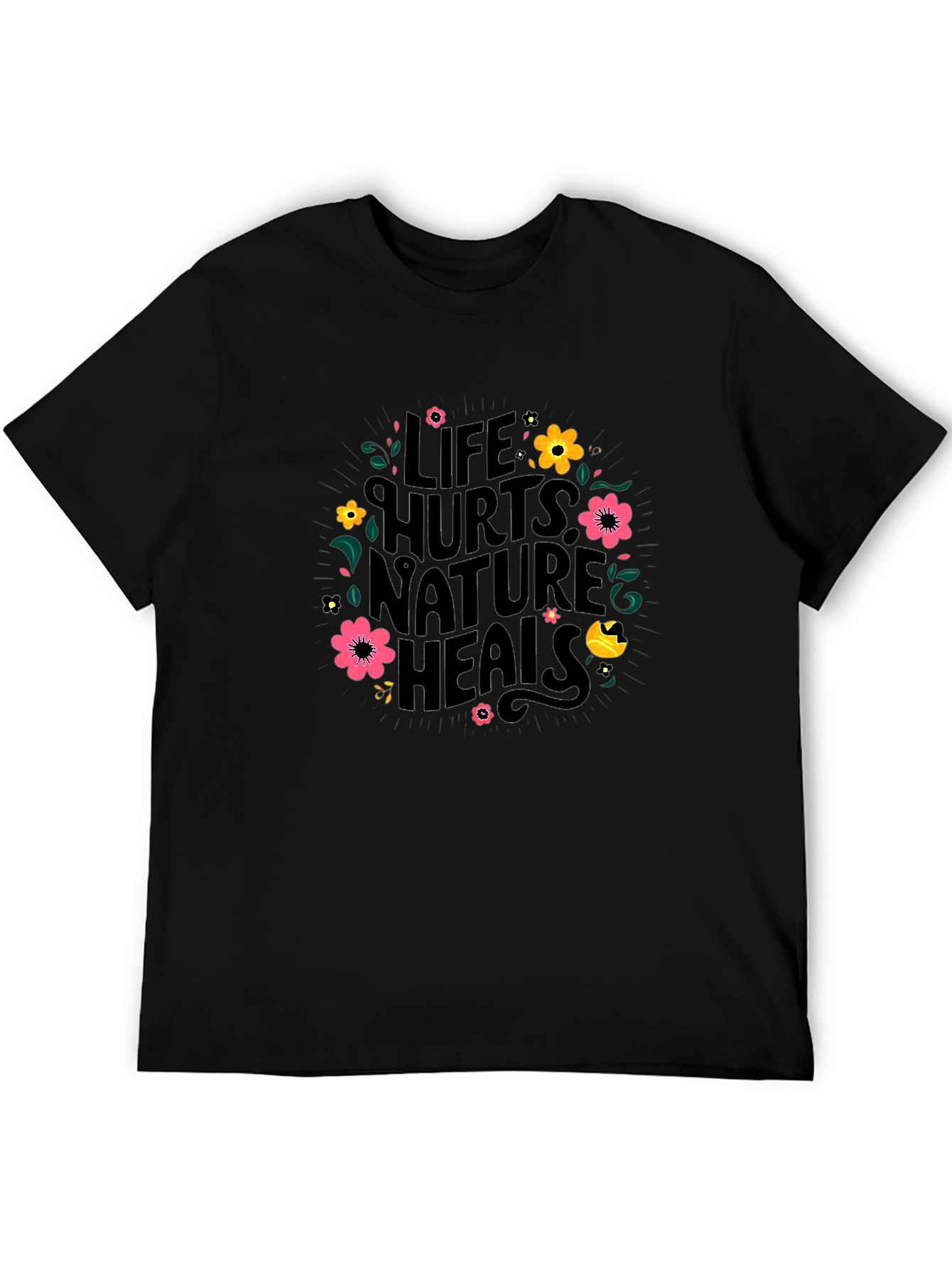 Black Life Hurts Nature Heals Graphic T-Shirt view 5