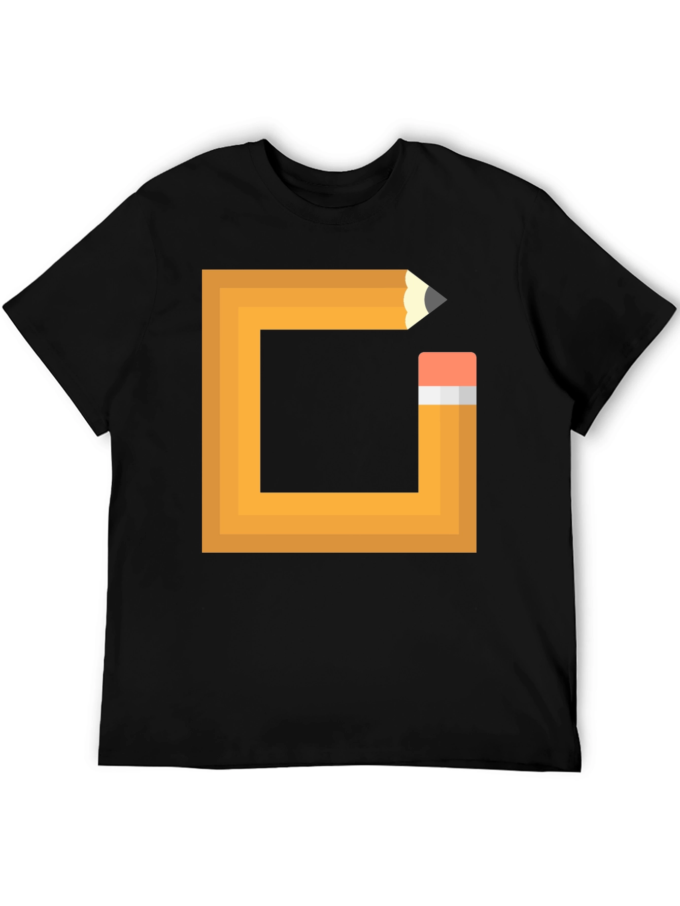 Black Pencil Design Black T-Shirt - Graphic Tee view 5