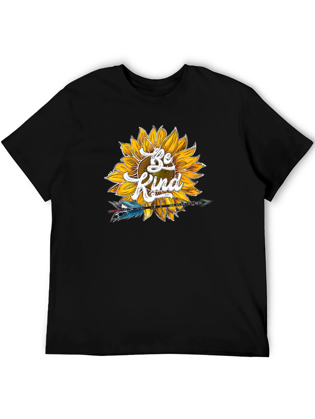 Be Kind Sunflower Graphic Tee - Soft Black Shirt - 5