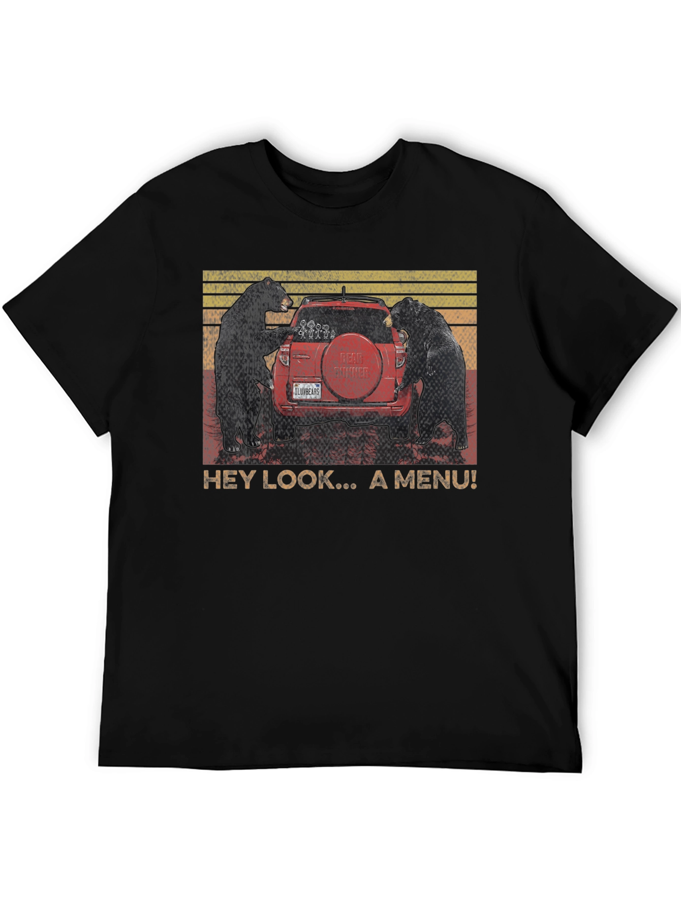 Black Bears & Car T-Shirt - "Hey Look, A Menu!" Humor Tee view 5
