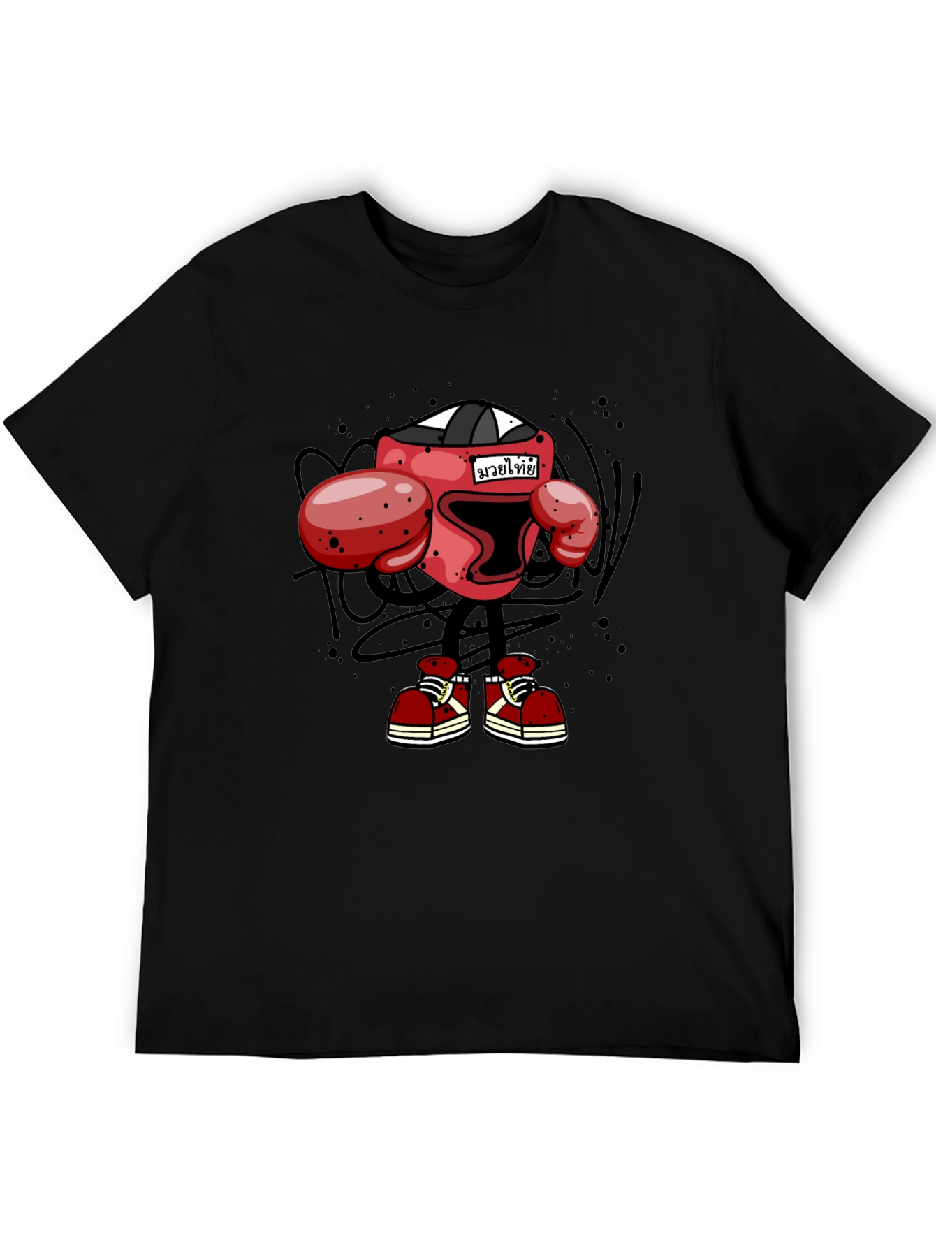 Muay Thai Boxing Cartoon T-Shirt - Black - 5