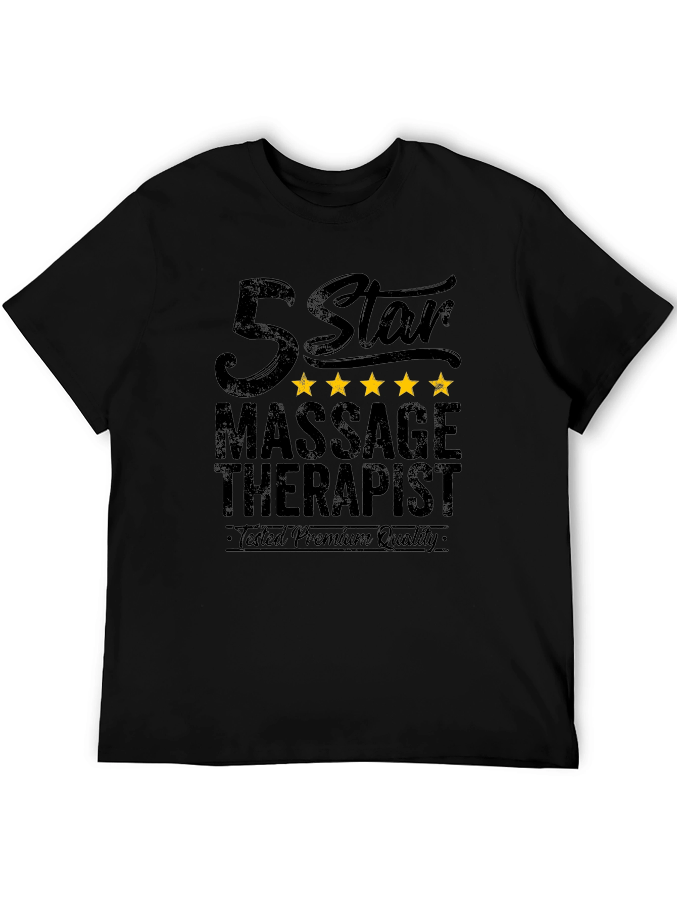 Black 5 Star Massage Therapist Graphic T-Shirt view 5