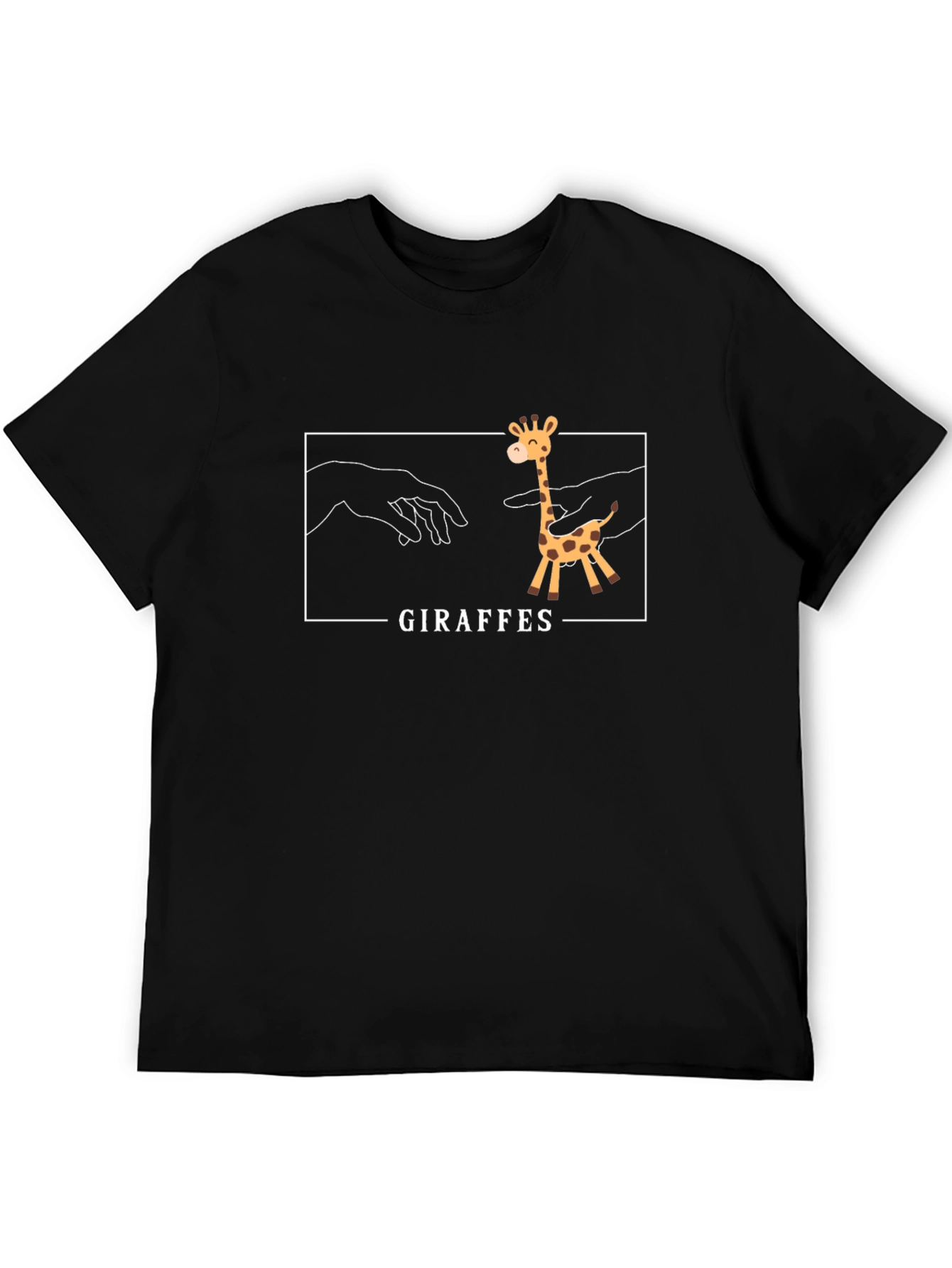Black Giraffes Funny Graphic T-Shirt - Black view 5