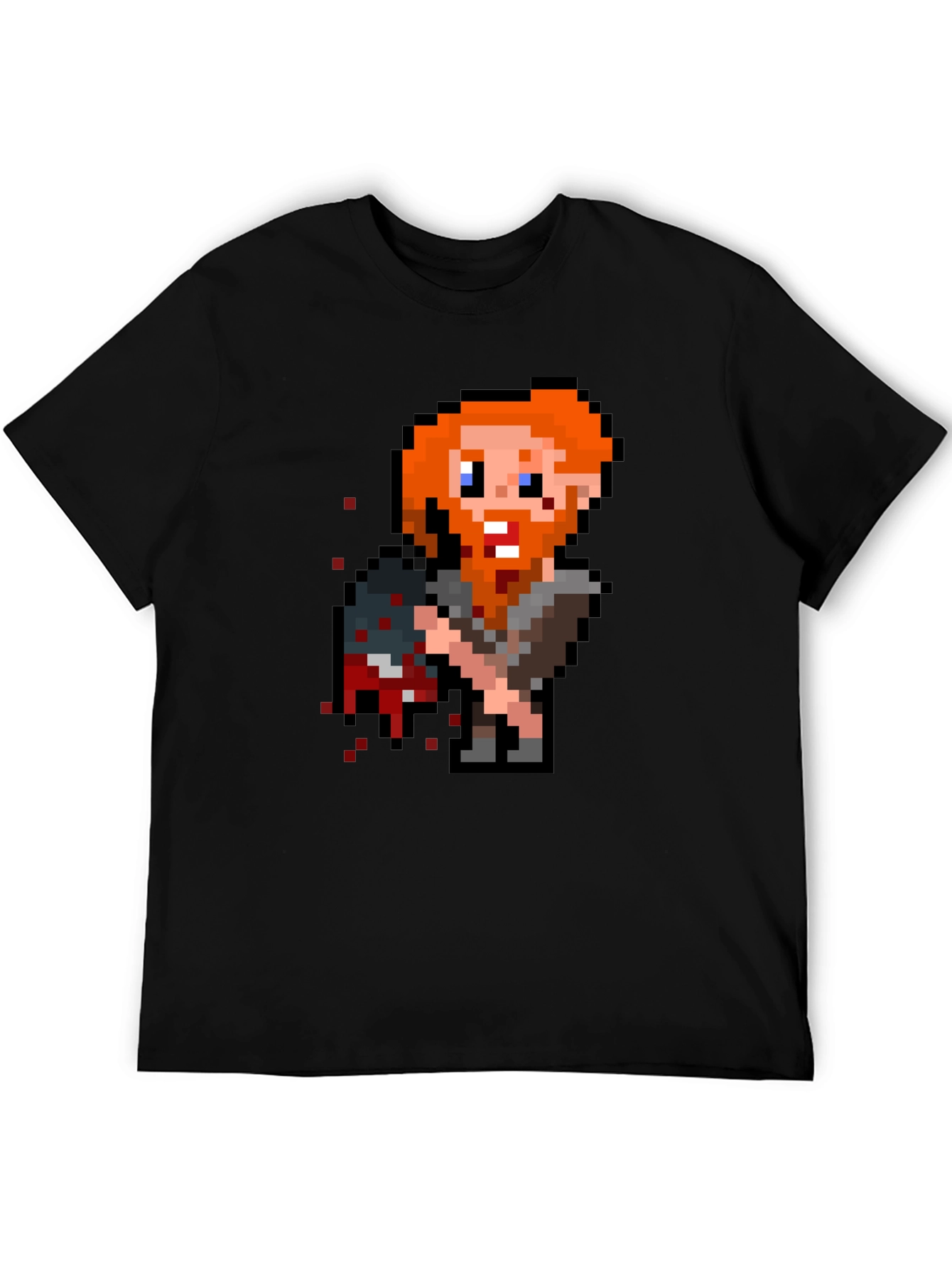 Black Pixelated Viking T-Shirt - Retro Gaming Tee view 5