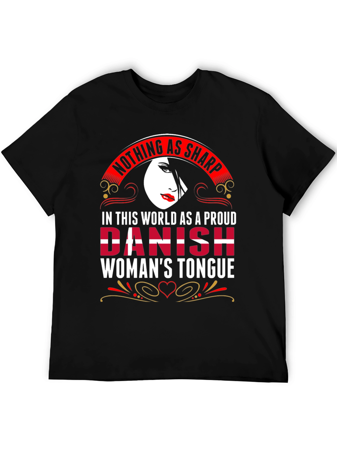Black Proud Danish Woman's Tongue Graphic Tee view 5