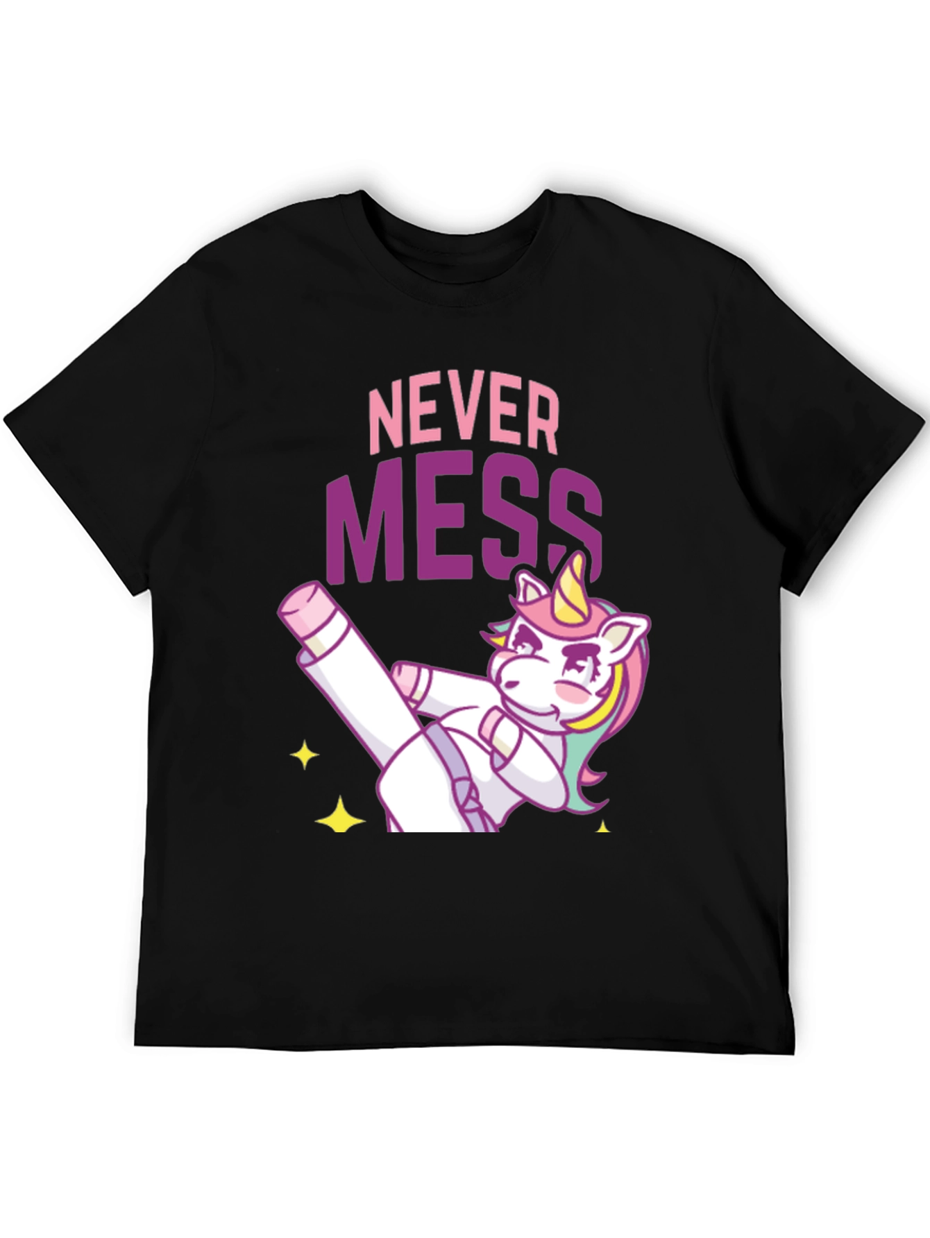 Black Never Mess Funny Unicorn Graphic Tee view 5