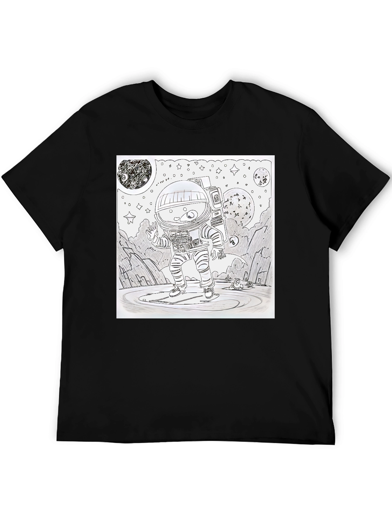 Black Astronaut Graphic T-Shirt - Space Explorer Design view 5