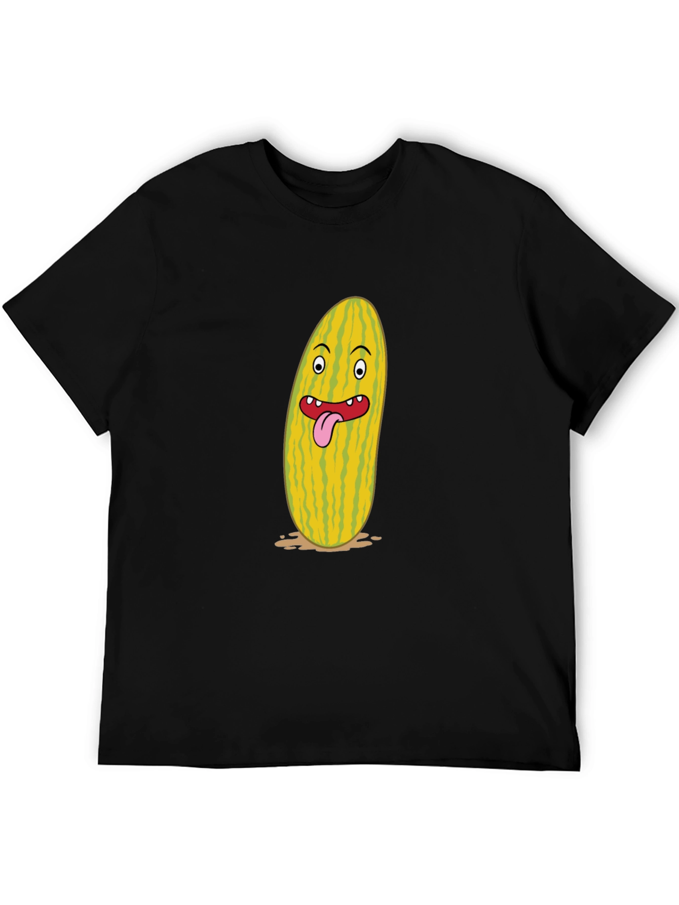 Black Funny Cartoon Pickle Graphic Black T-Shirt view 5