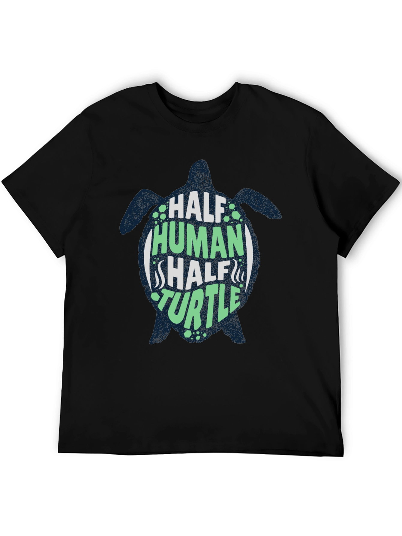 Black Half Human Half Turtle Black Graphic T-Shirt view 5