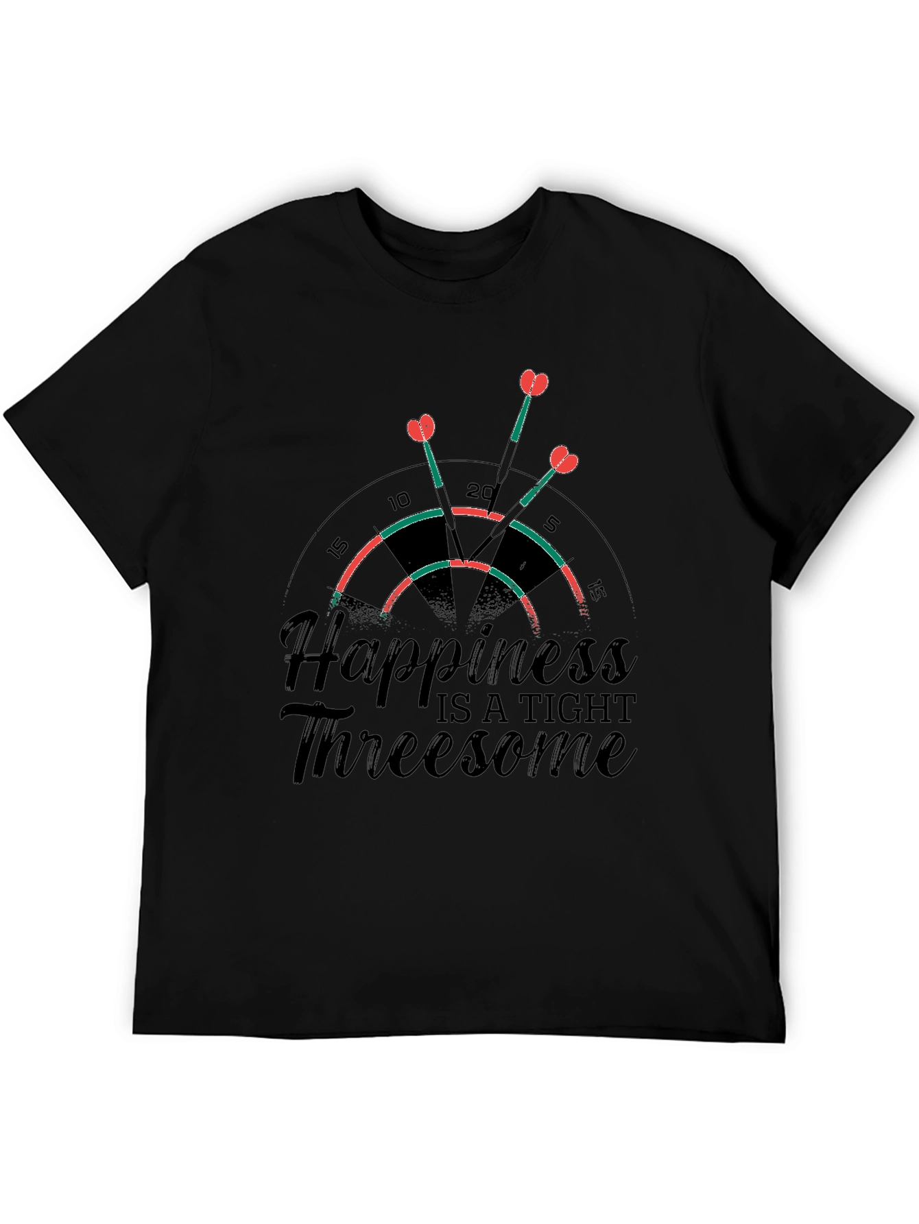 Black Happiness Threesome Dartboard T-Shirt view 5