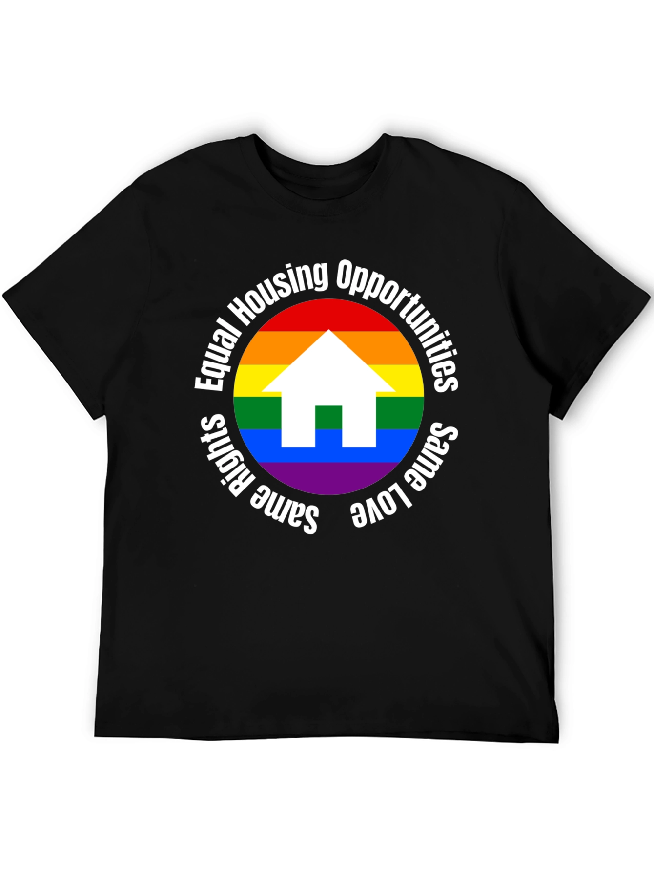 Black Equal Housing Opportunities Rainbow Pride T-Shirt view 5