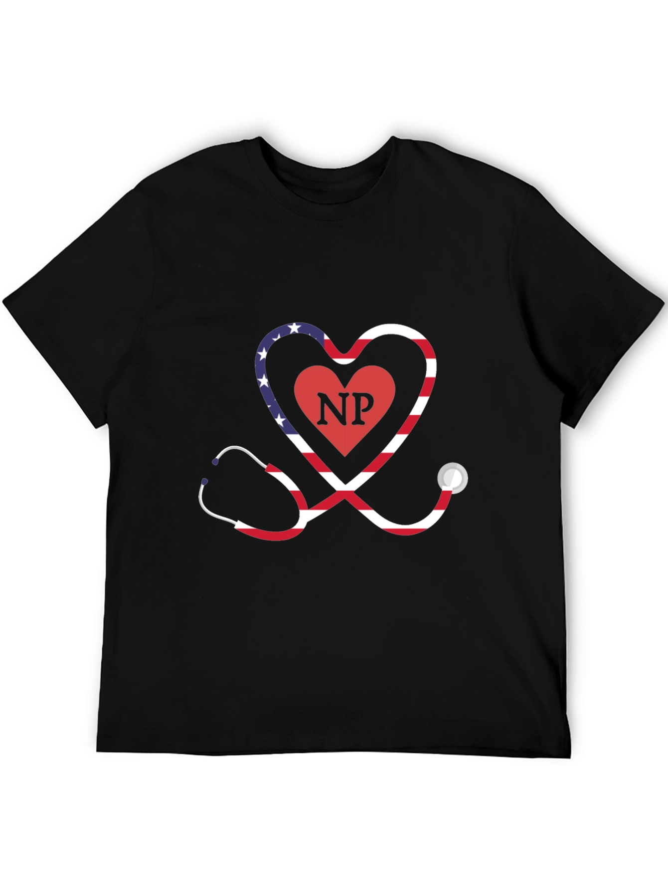 Black Nurse Practitioner Stethoscope Heart T-Shirt view 5