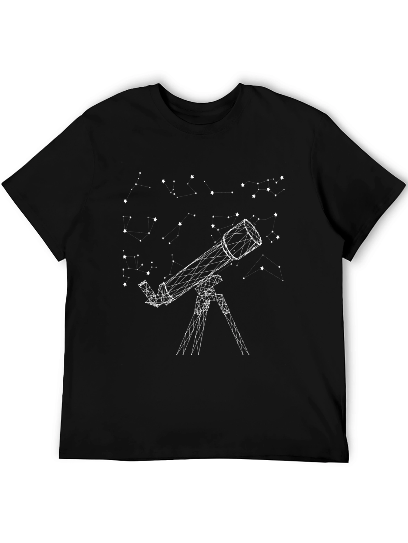 Black Telescope Constellation Graphic Black T-Shirt view 5