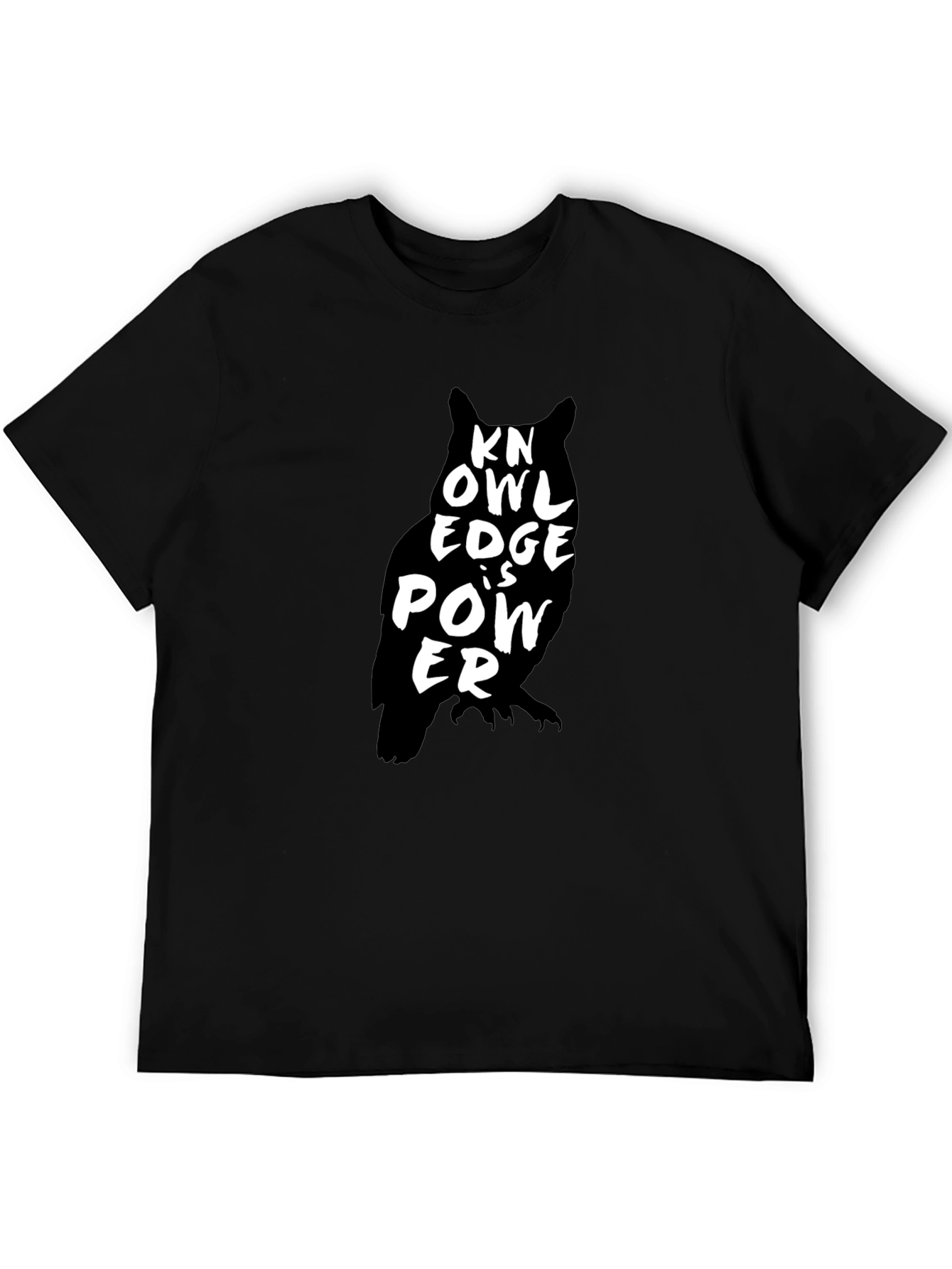 Black Knowledge is Power Owl Graphic T-Shirt - Black view 5