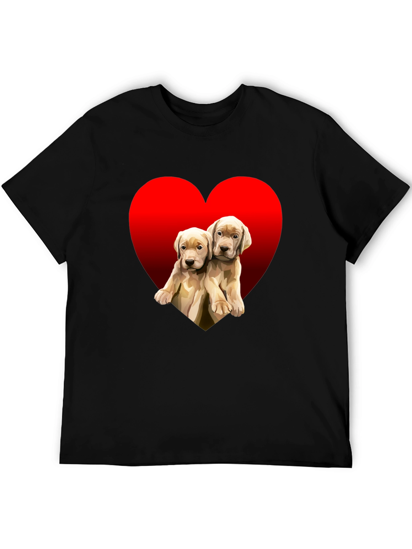 Black Puppy Love Heart Tee - Adorable Dog T-Shirt view 5