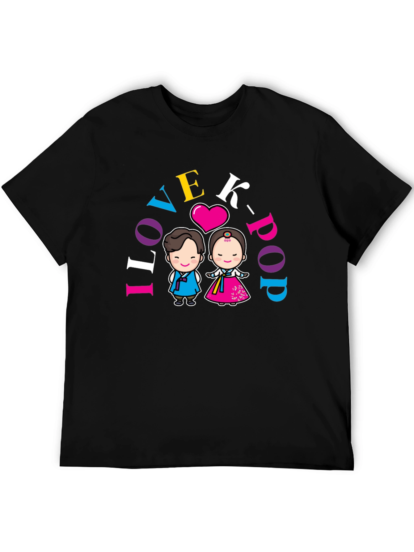 Black I Love K-Pop T-Shirt view 5