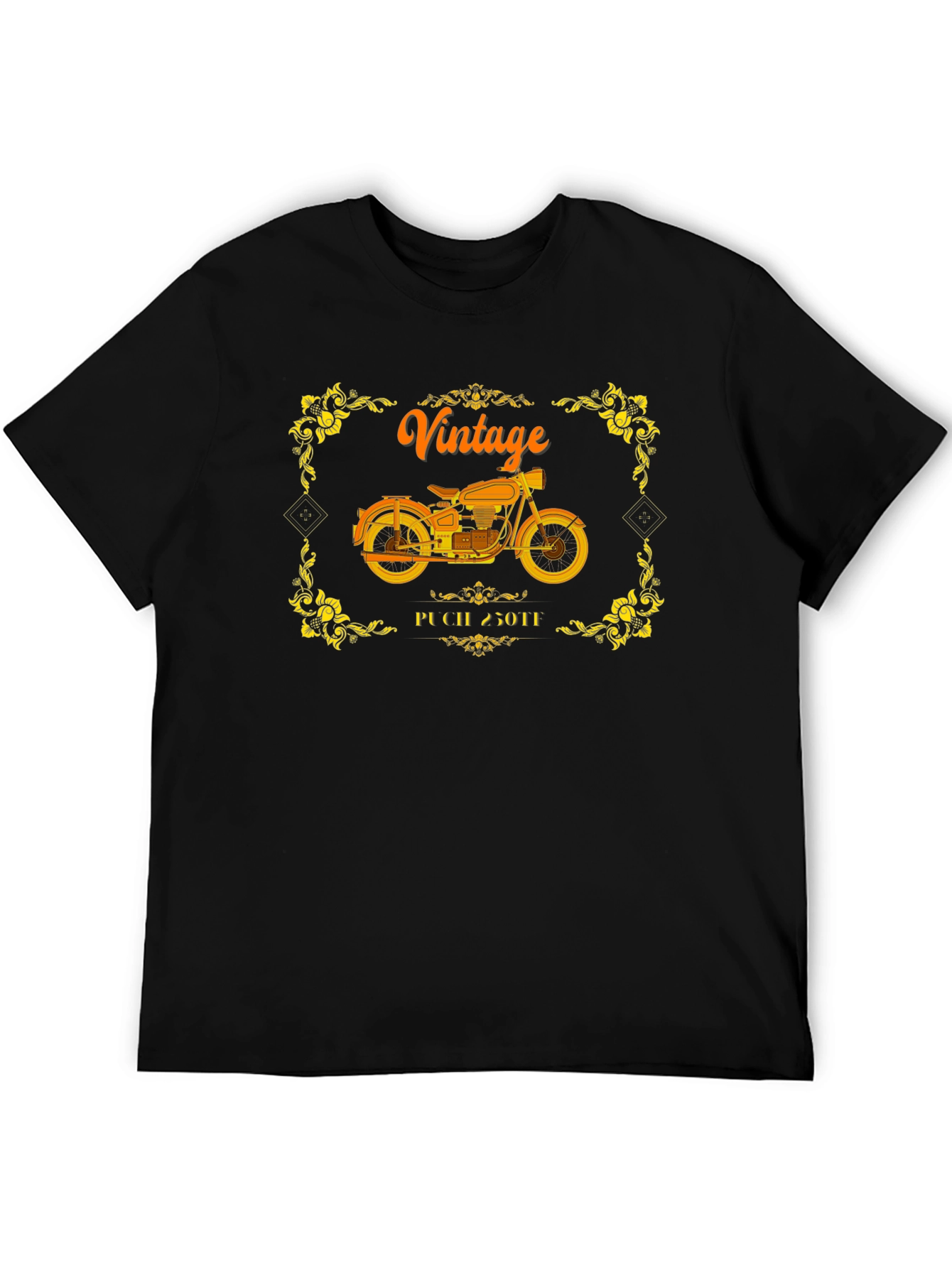 Black Vintage Motorcycle T-Shirt - Classic Biker Design view 5