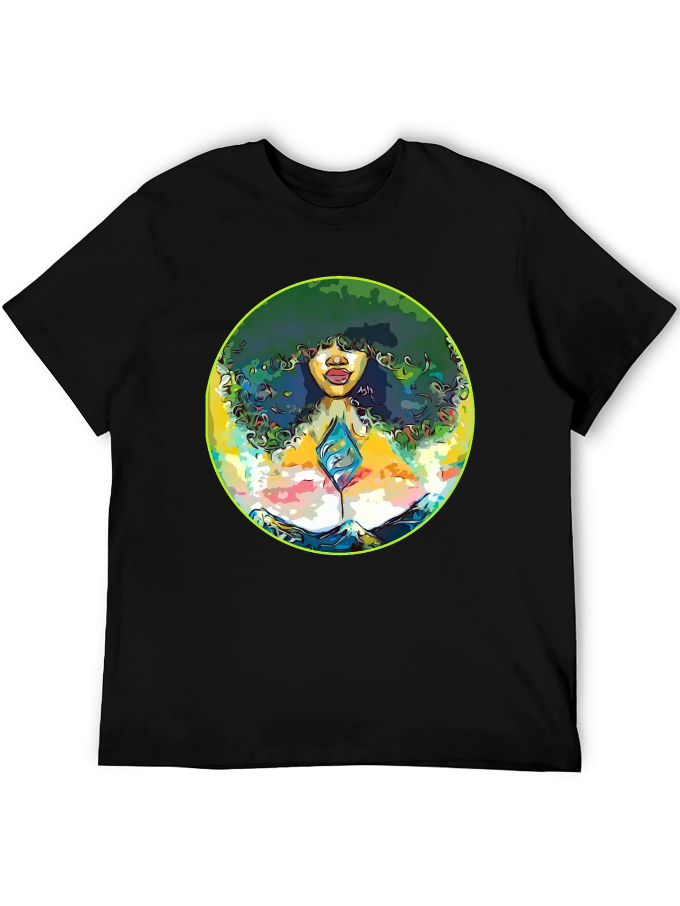 Black Afro Woman Graphic Tee - Artistic Portrait T-Shirt view 5
