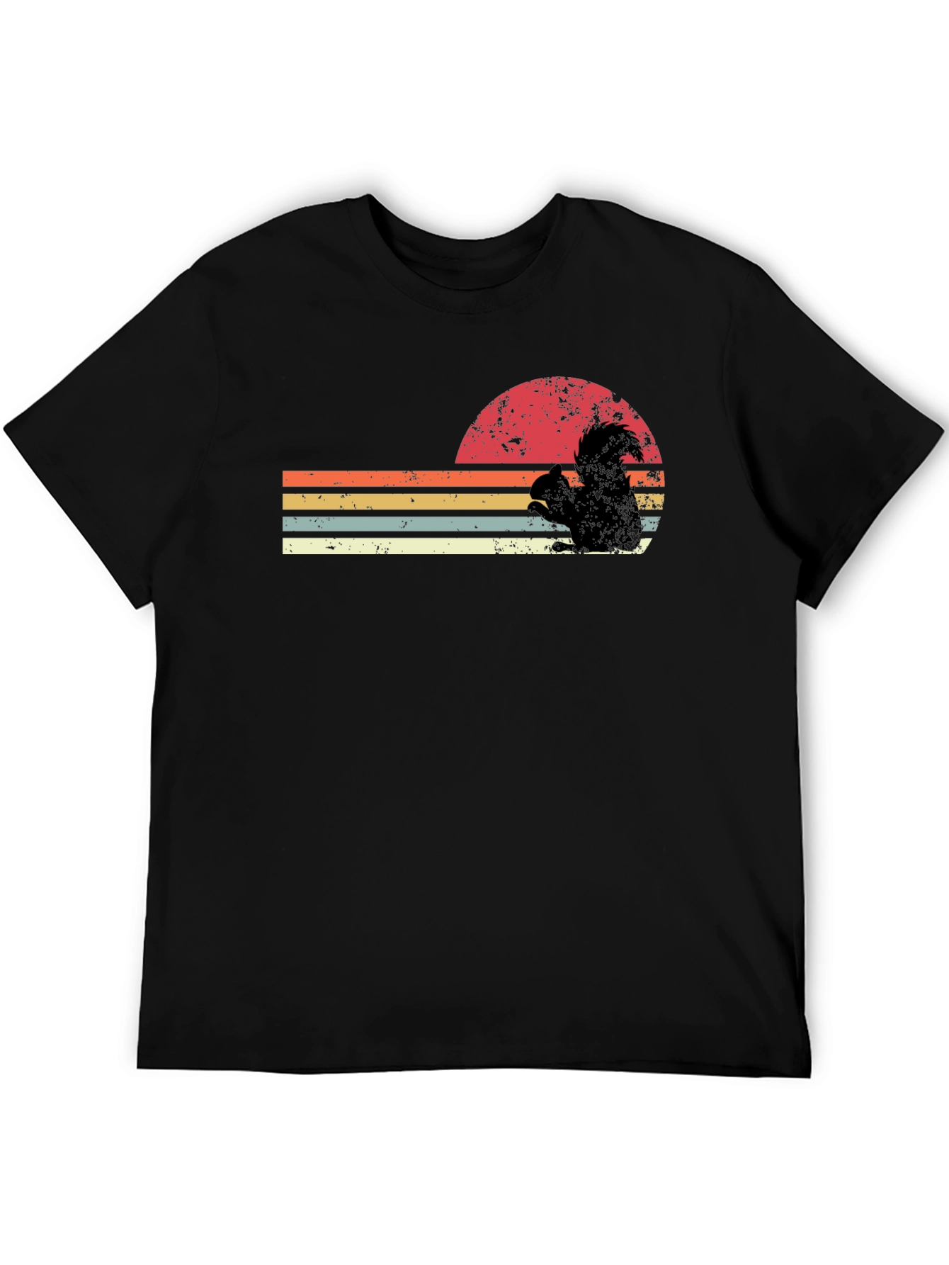 Black Retro Squirrel Sunset Graphic Tee - Black view 5