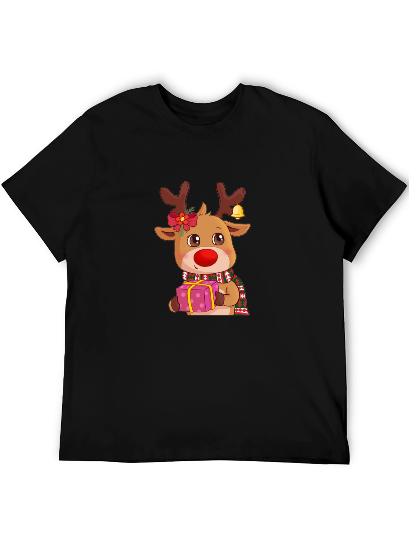 Black Christmas Reindeer Graphic Tee view 5