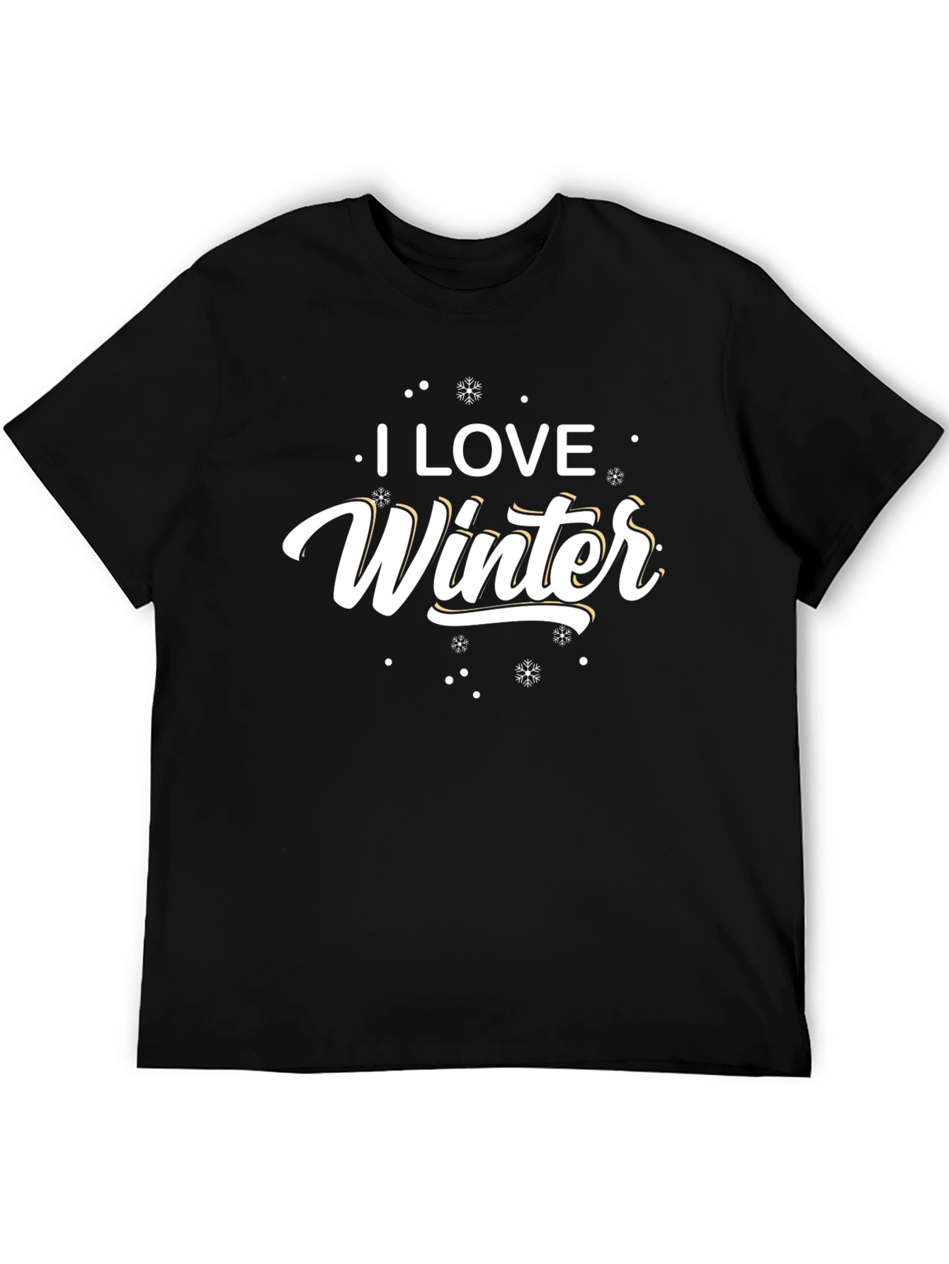 Black I Love Winter Black Graphic T-Shirt view 5