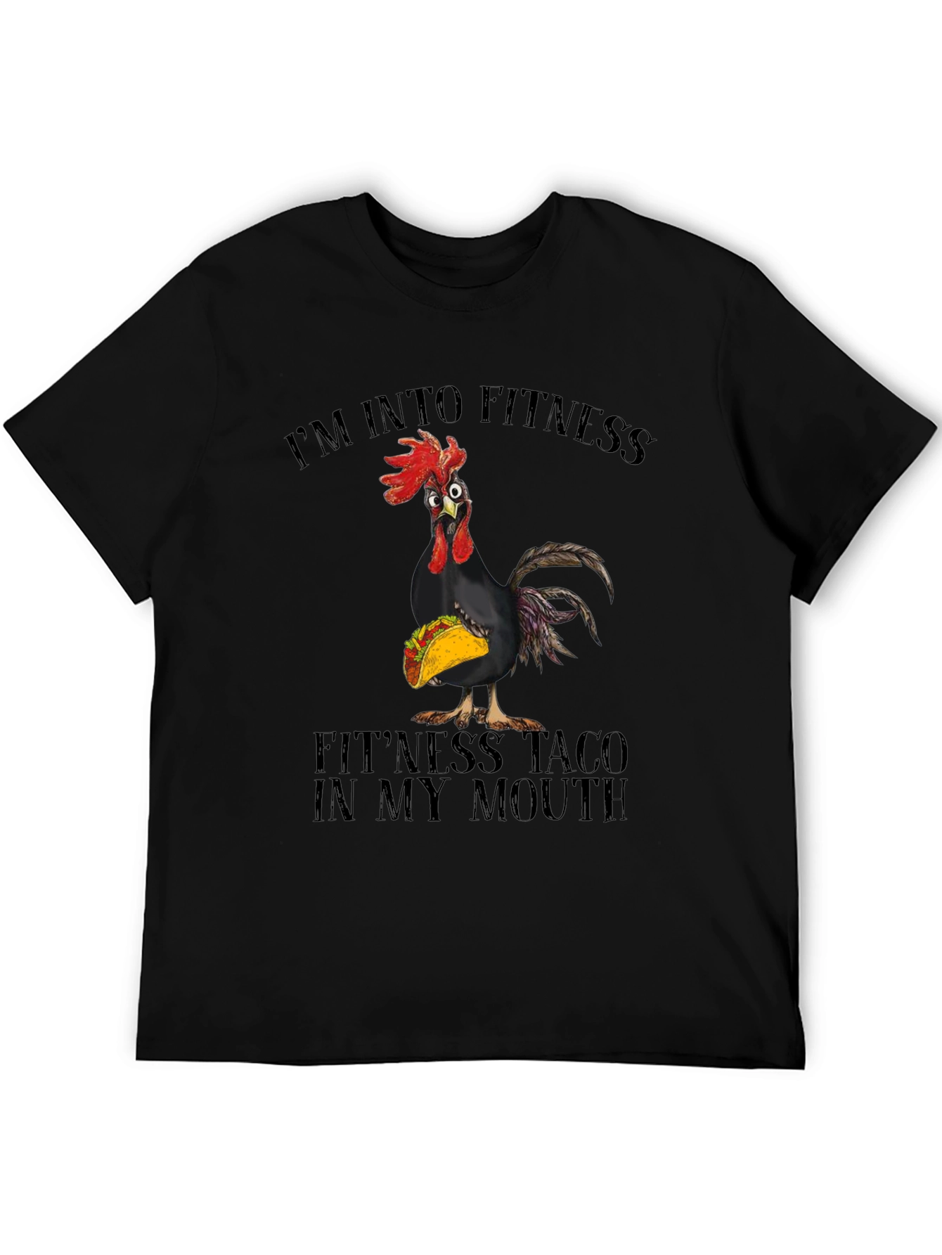 Black Fitness Taco Chicken Graphic Tee view 5