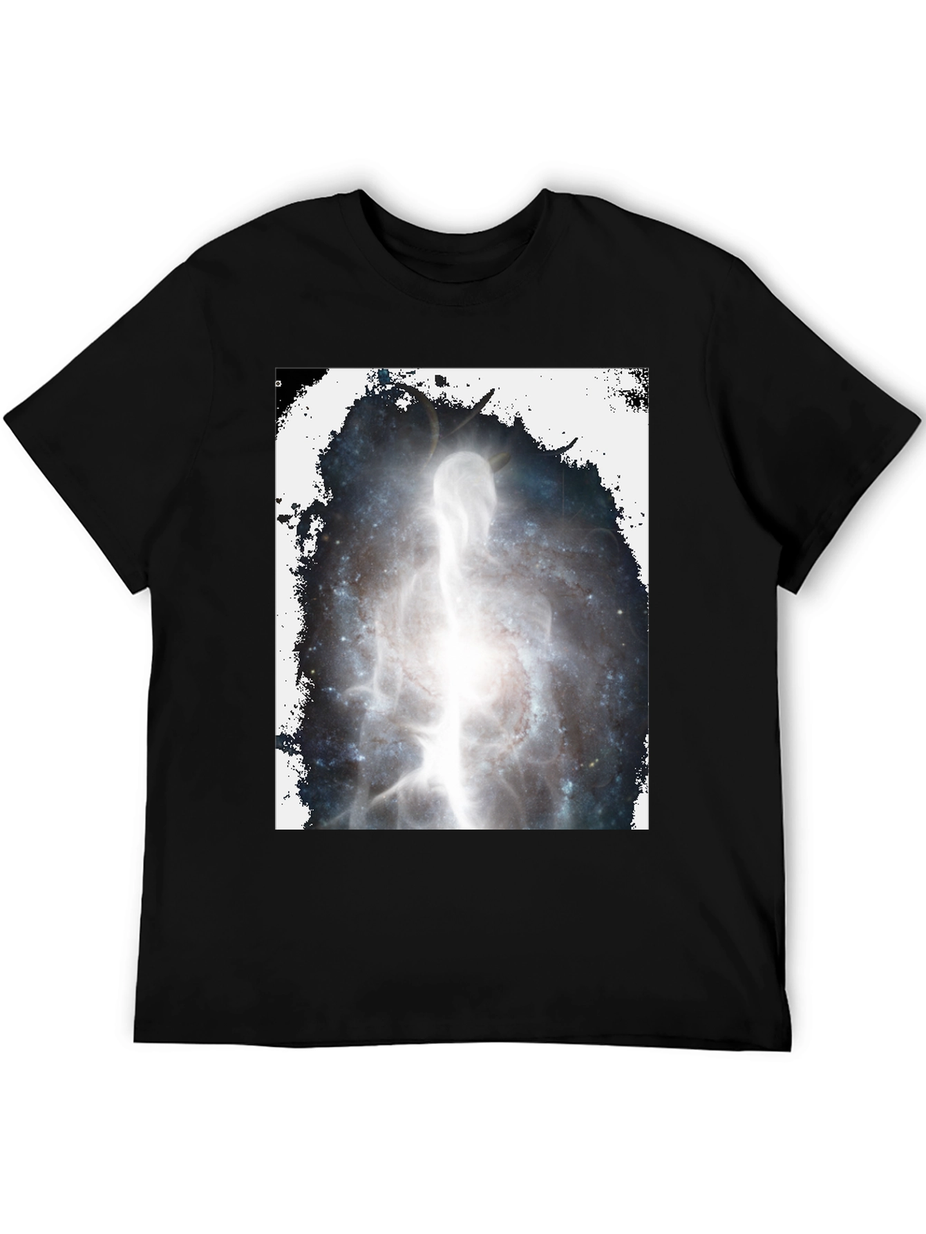 Black Cosmic Being Black Graphic T-Shirt view 5