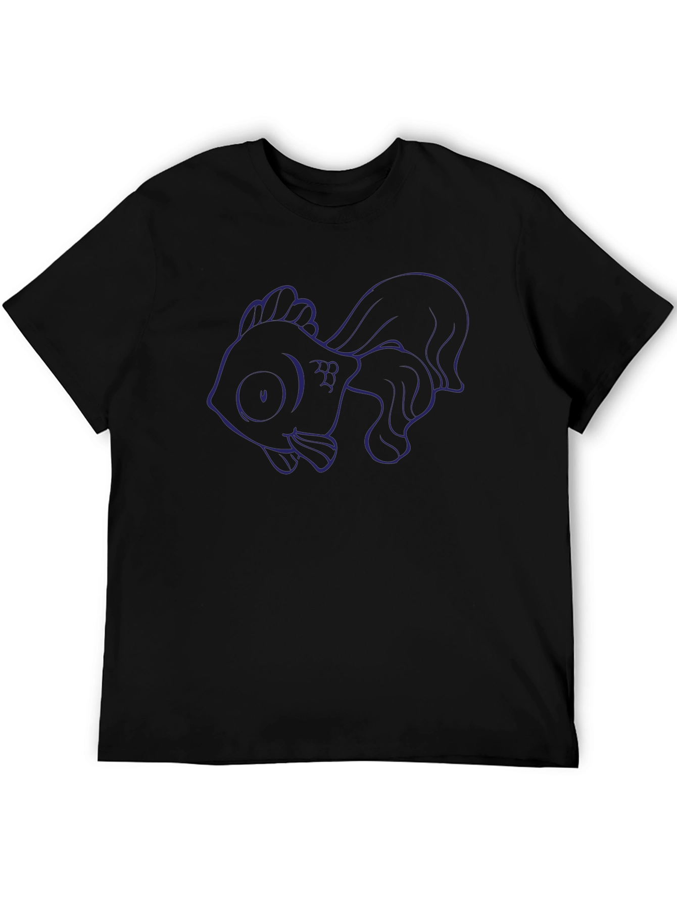 Black Goldfish Outline Black Graphic Tee view 5