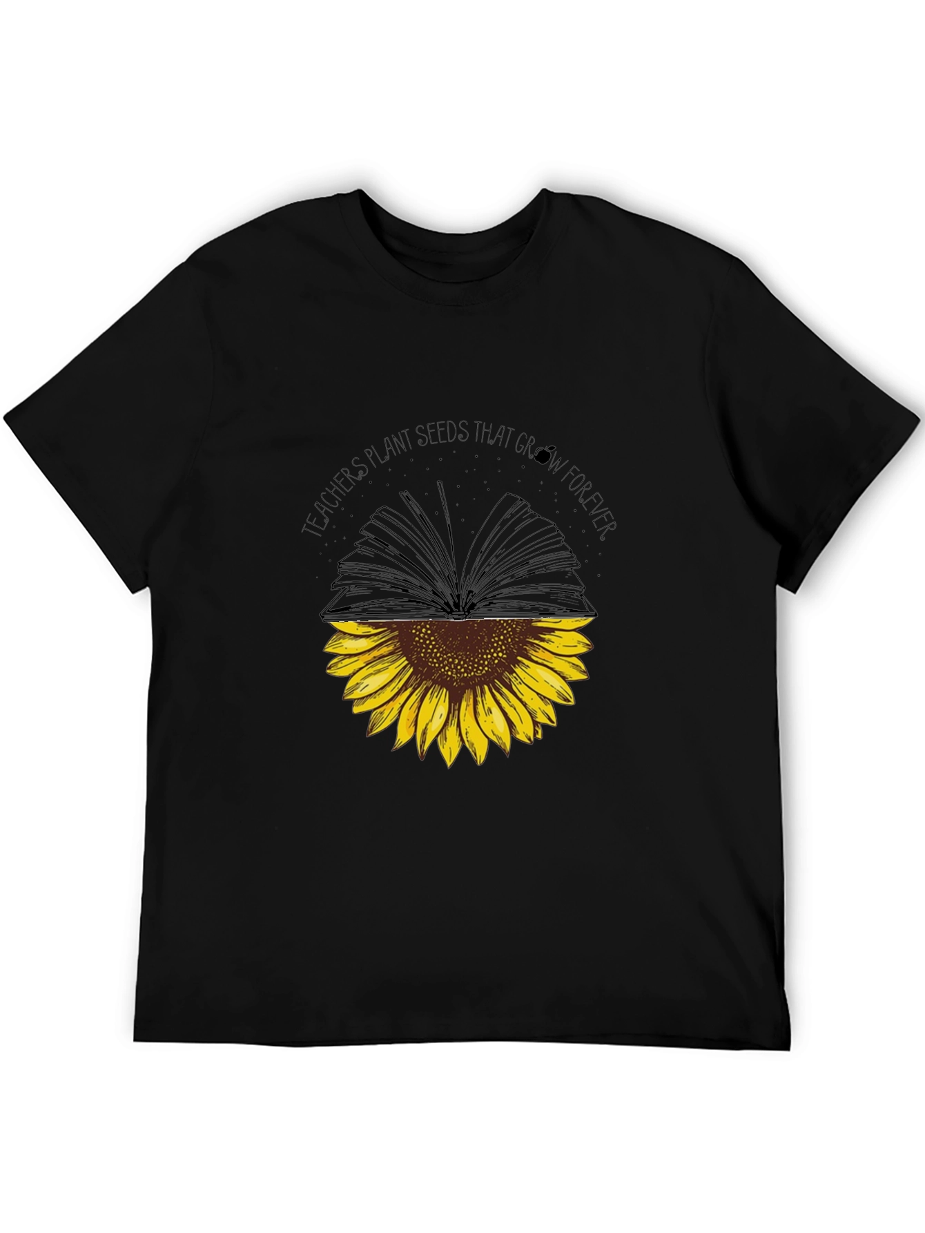 Black Teacher's Plant Seeds Sunflower Book T-Shirt view 5