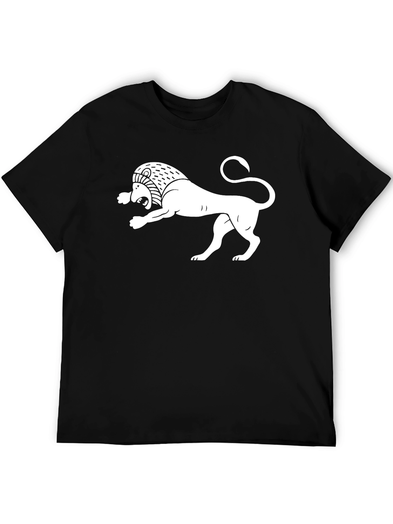 Black Black T-Shirt with White Armenian Lion Design view 5
