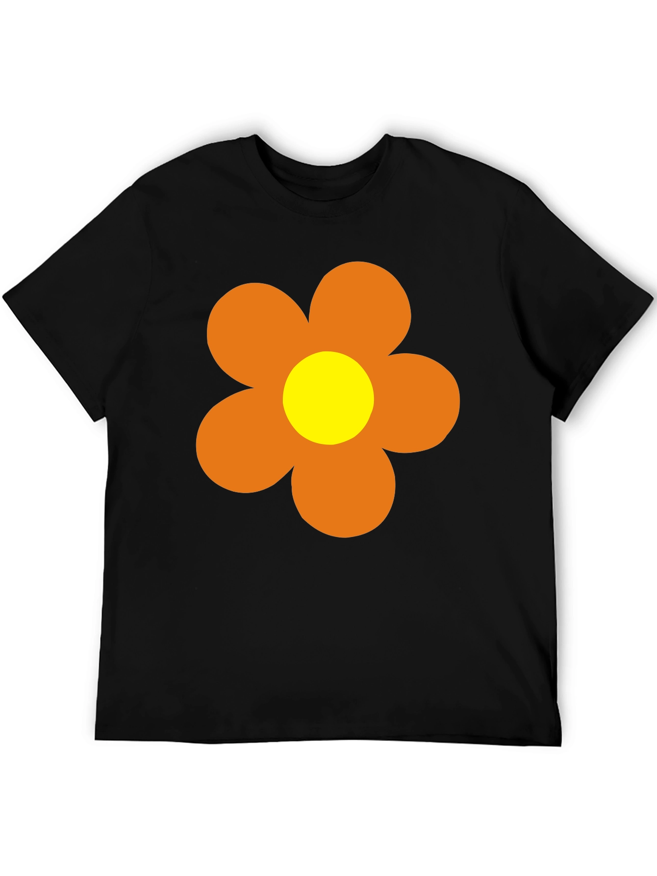 Black Retro Flower Power T-Shirt - 60s 70s Style view 5