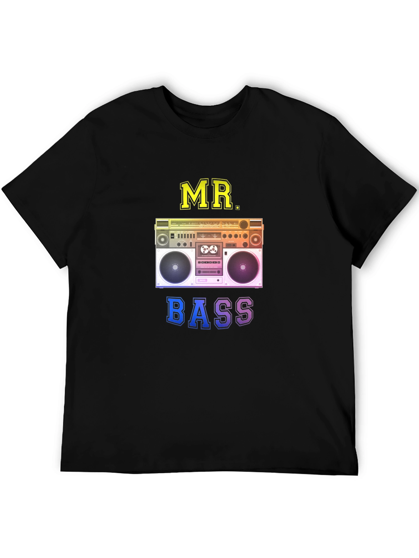 Black Mr. Bass Retro Boombox Graphic Tee - Black view 5
