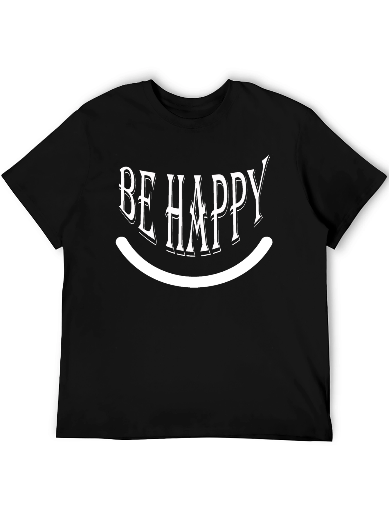 Black Be Happy Graphic Print Black T-Shirt view 5