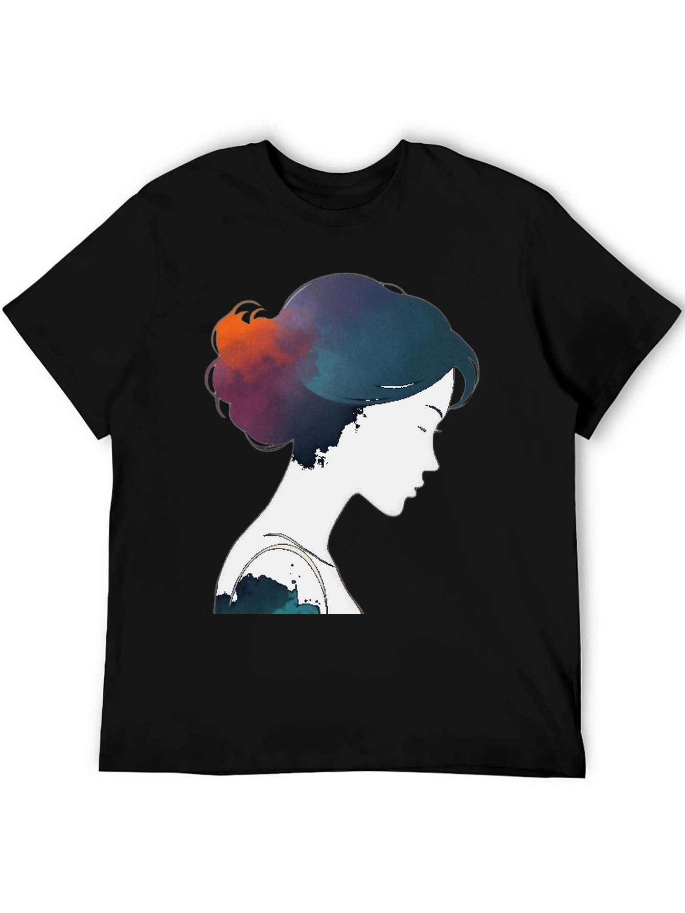 Black Watercolor Silhouette T-Shirt - Artistic Design view 5