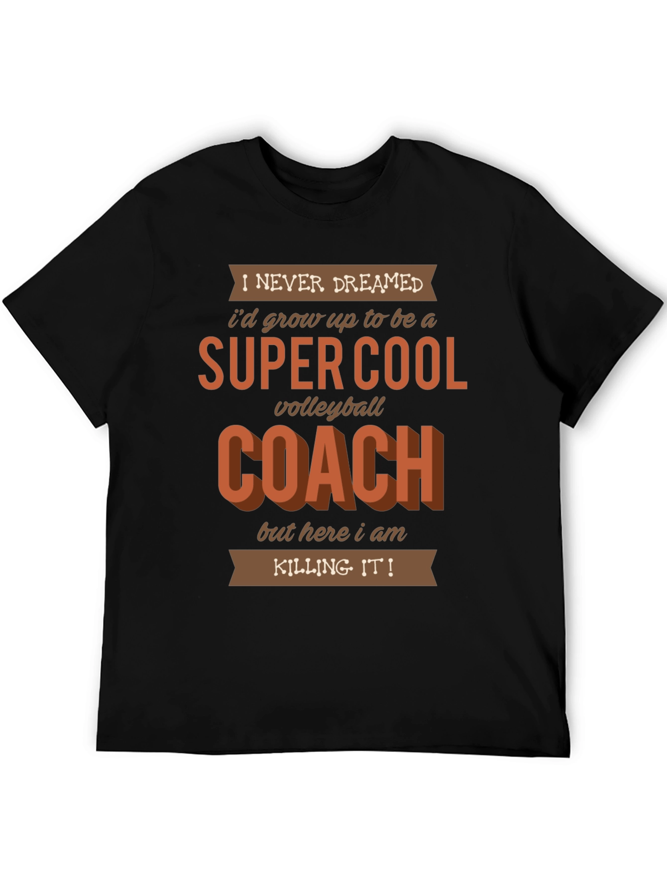 Black Super Cool Volleyball Coach Graphic T-Shirt view 5