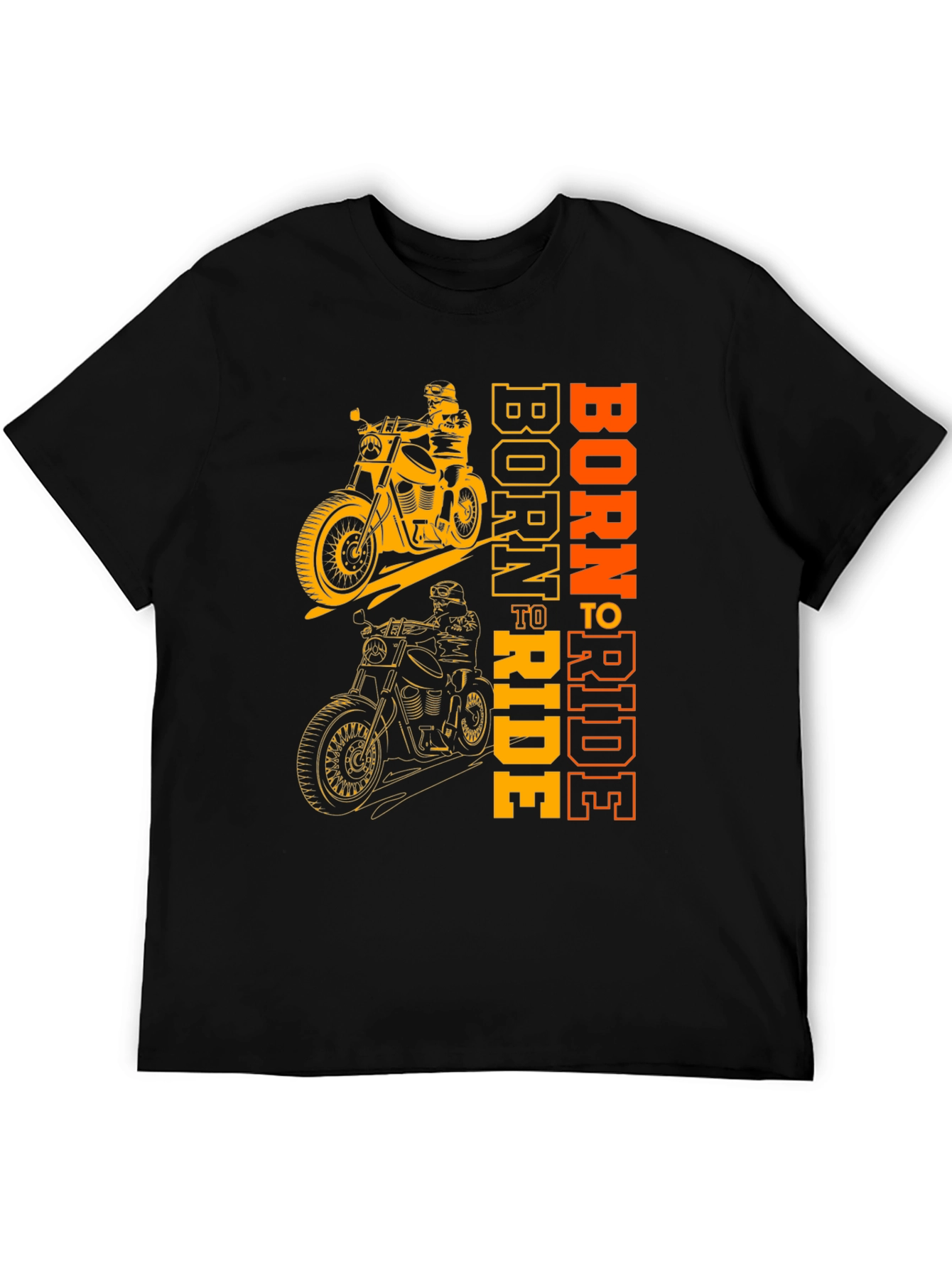 Black Born to Ride Motorcycle Graphic Tee - Black view 5