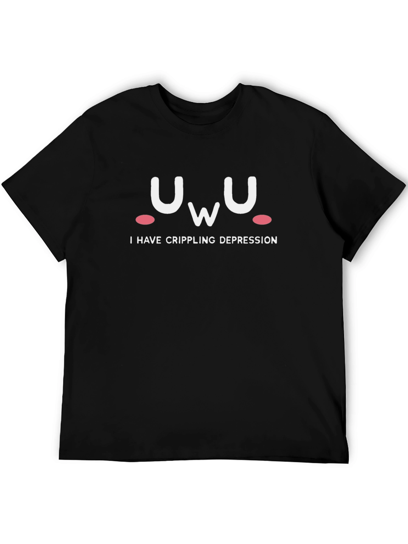 Black UwU Crippling Depression Graphic Tee - Soft Black T-Shirt view 5