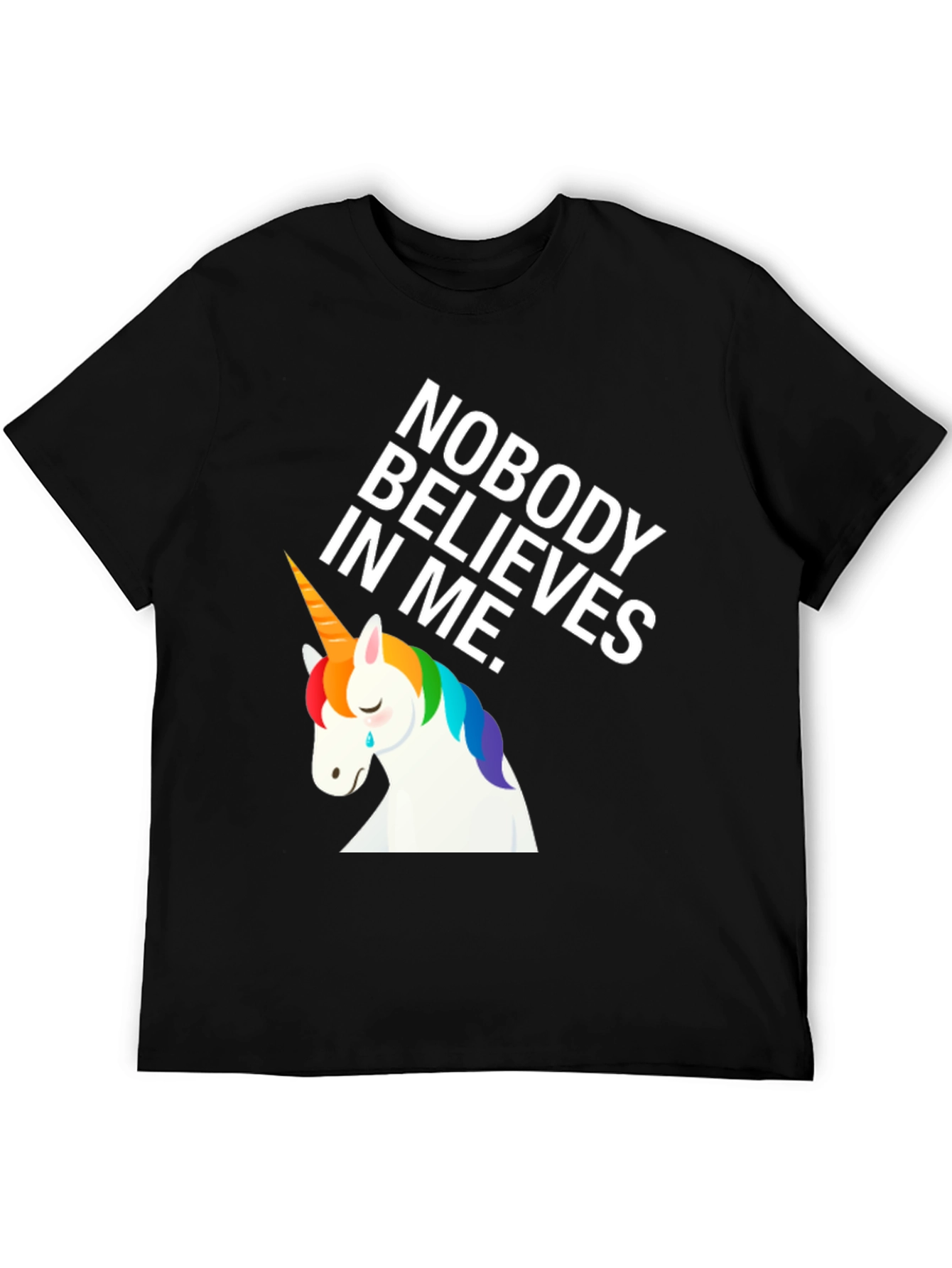 Black Sad Unicorn Graphic Tee - Nobody Believes view 5
